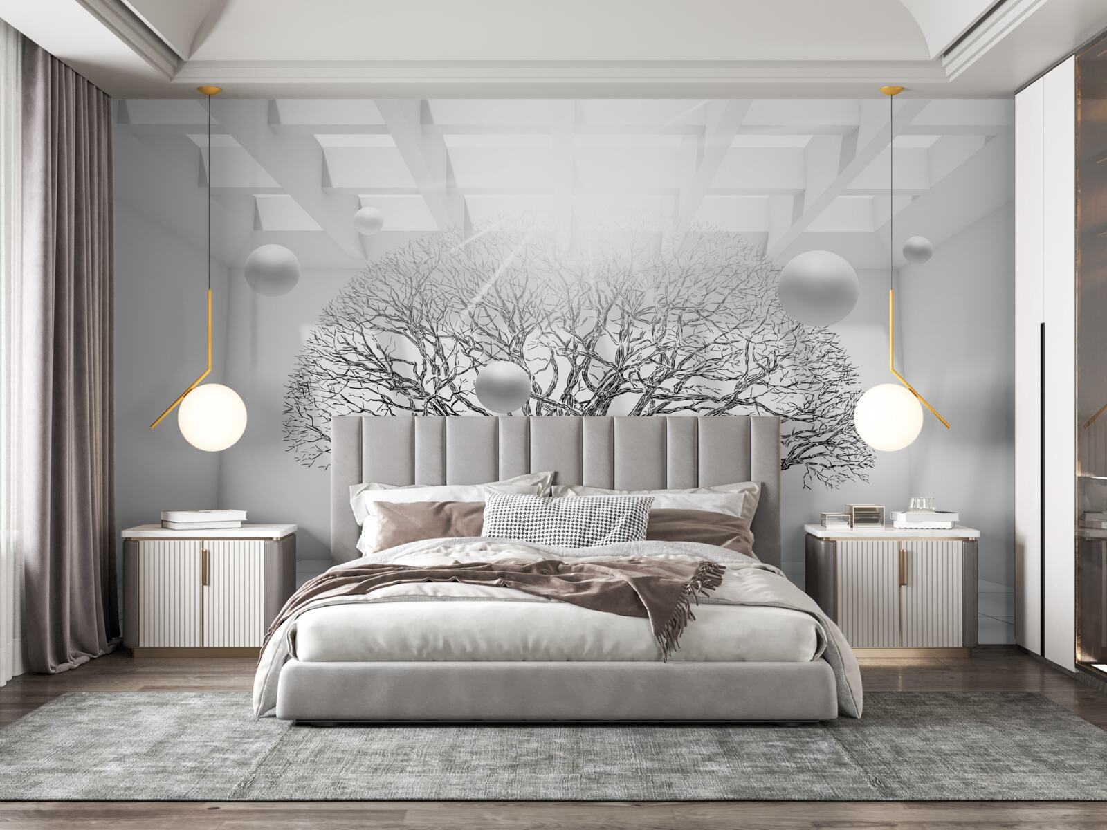 Fototapeta bezlistý strom v strede svetlého priestoru