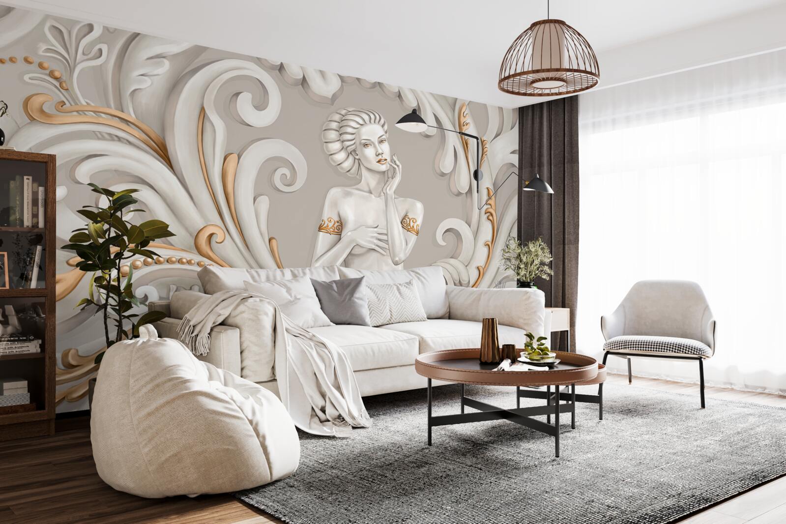 Fototapeta žiadne oblečenie, žena bielej pleti s bielymi kučerami s ružovým odtieňom