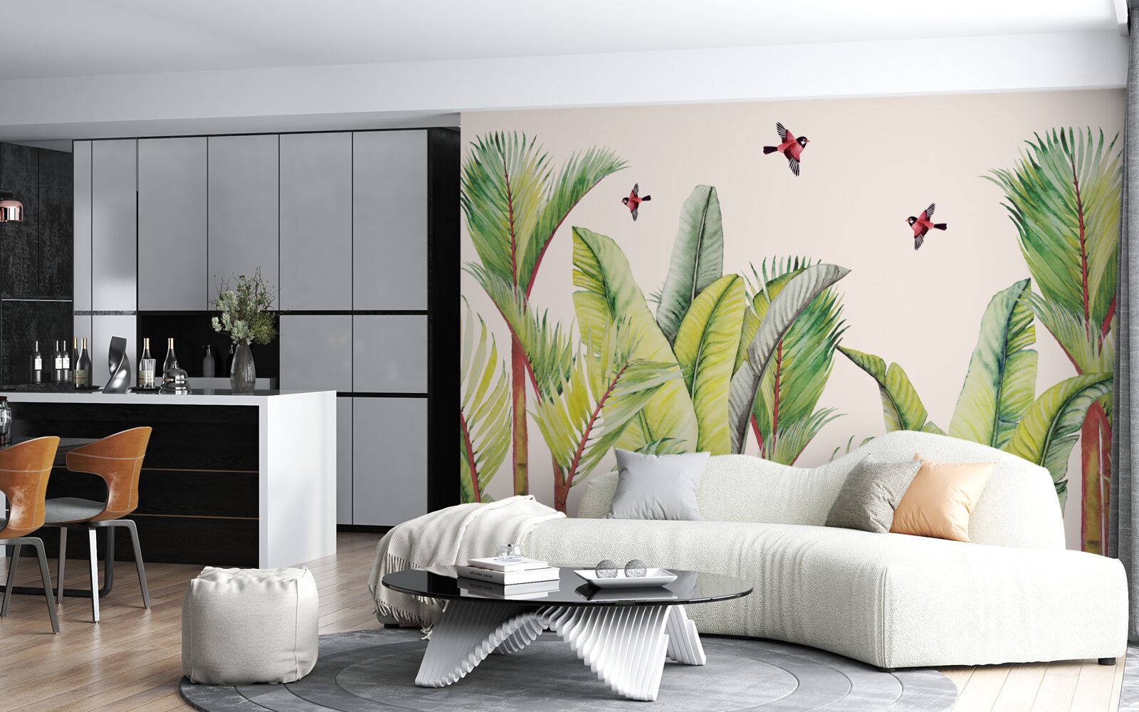 Fototapeta zeleň pod krídlami vtákov