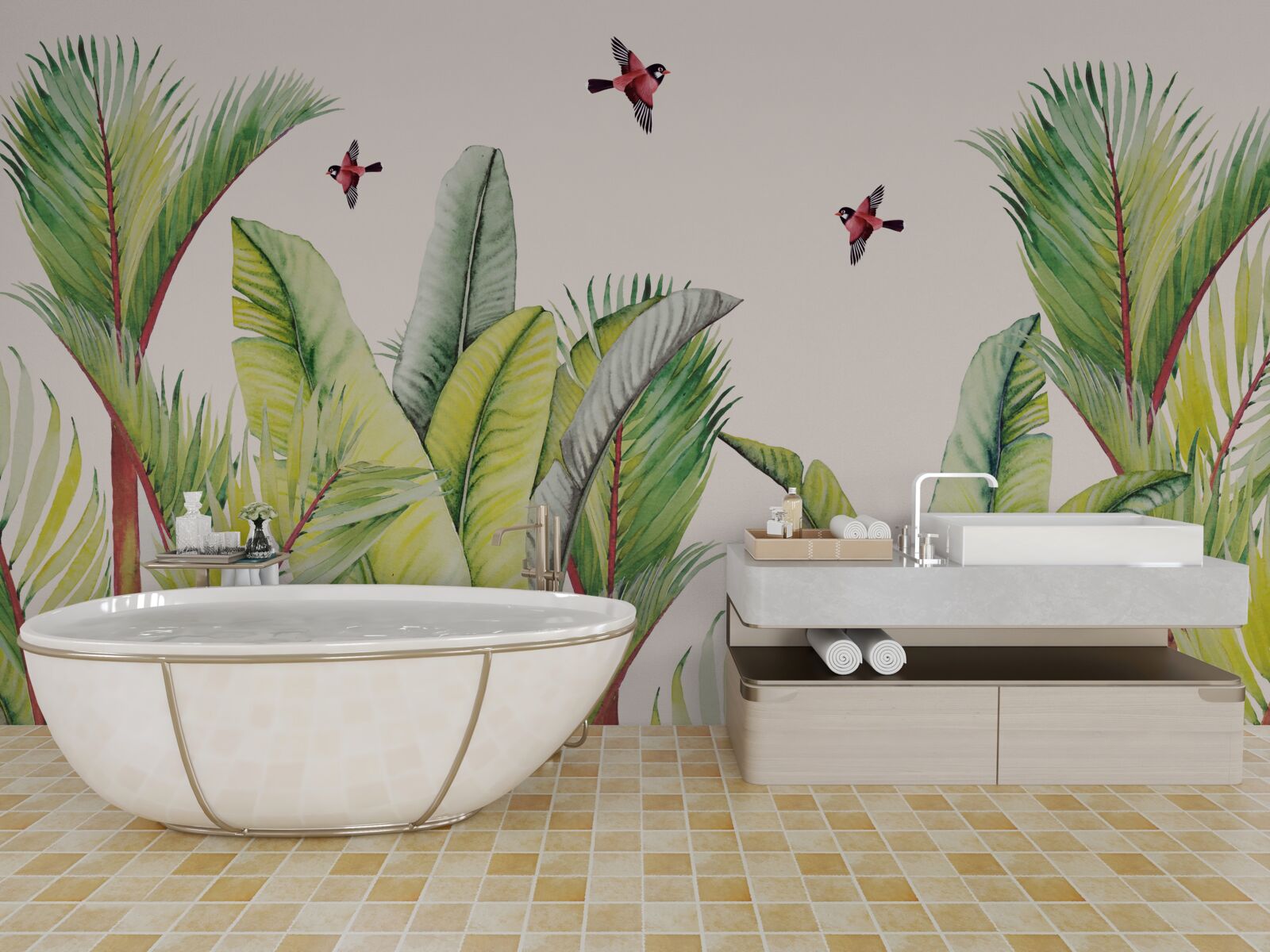 Fototapeta zeleň pod krídlami vtákov