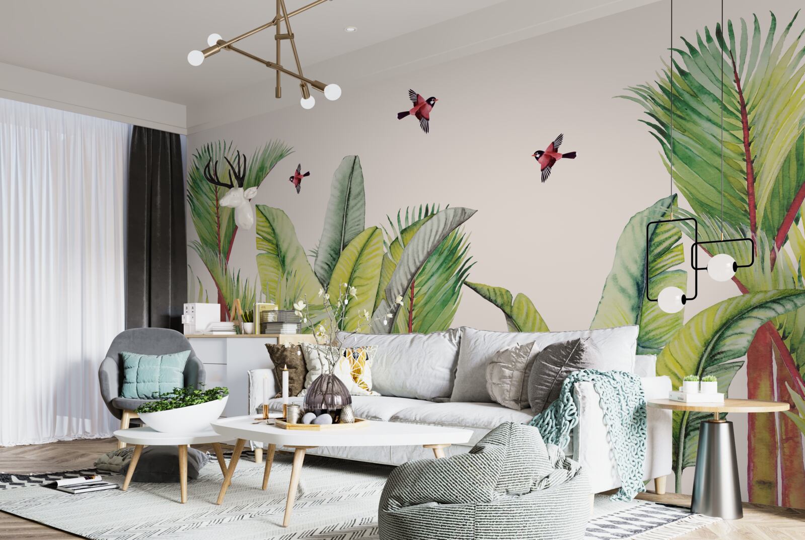 Fototapeta zeleň pod krídlami vtákov