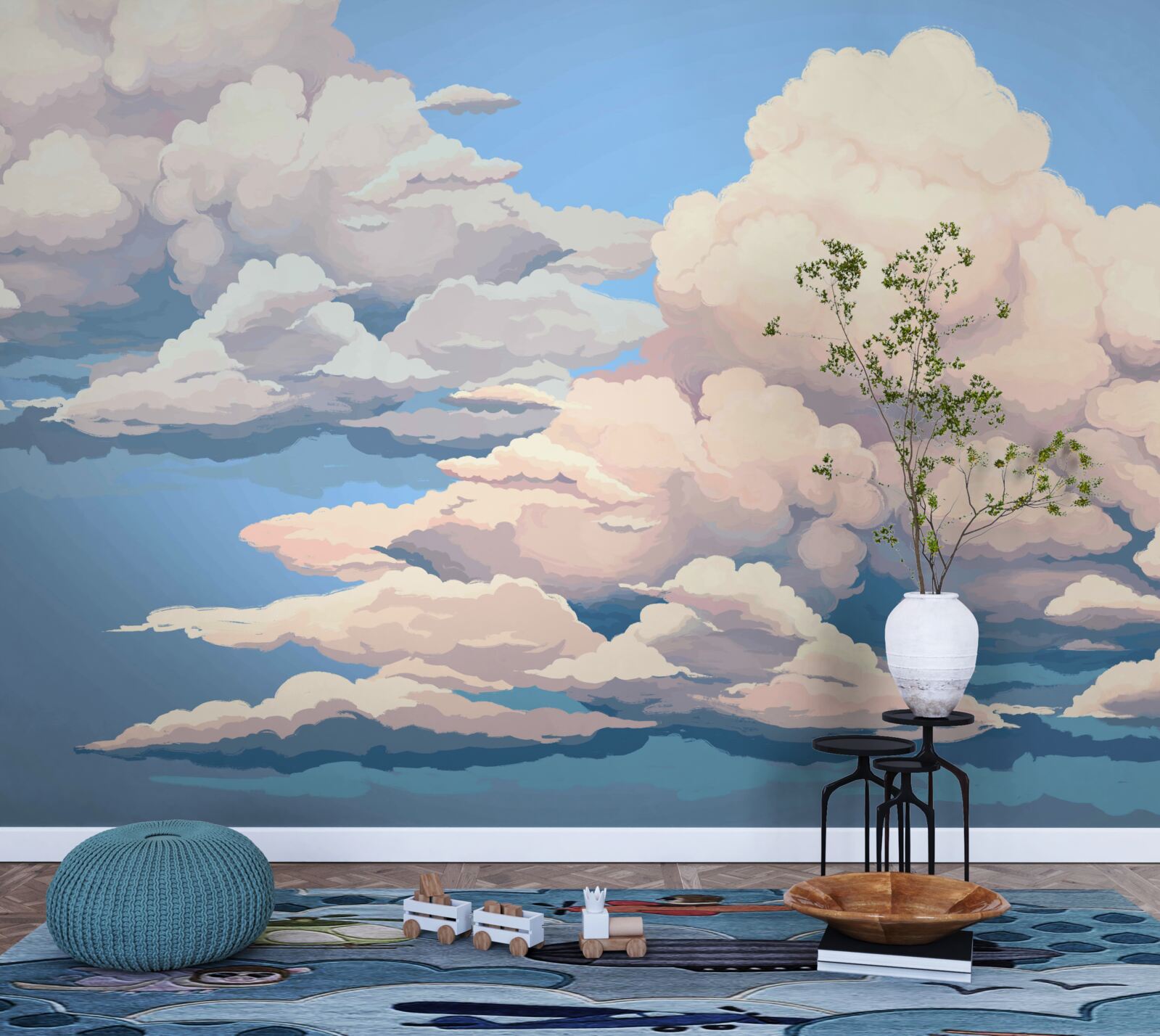 Fototapeta ťahané nadýchané biele oblaky