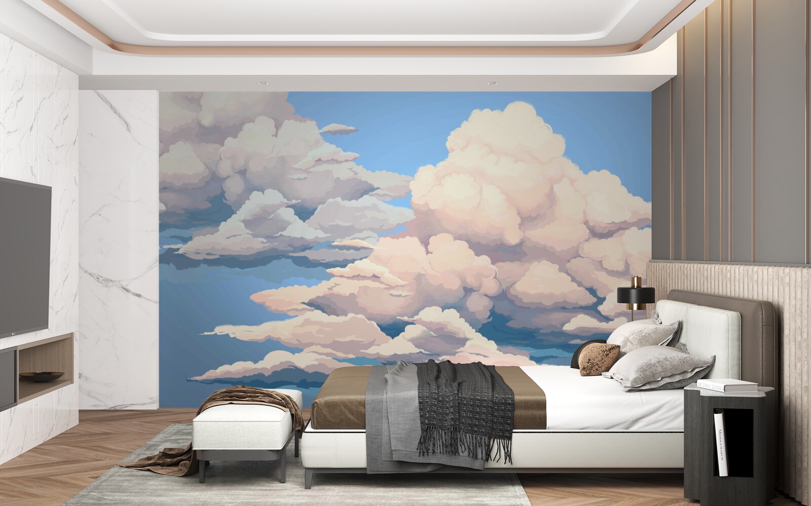 Fototapeta ťahané nadýchané biele oblaky