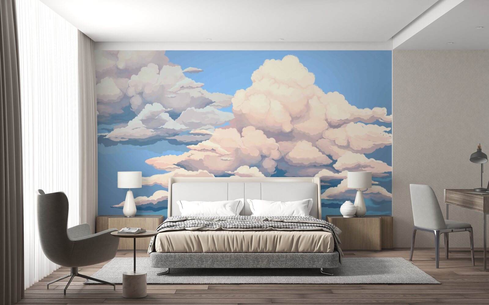 Fototapeta ťahané nadýchané biele oblaky