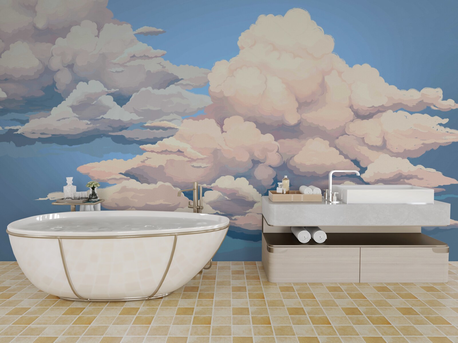 Fototapeta ťahané nadýchané biele oblaky