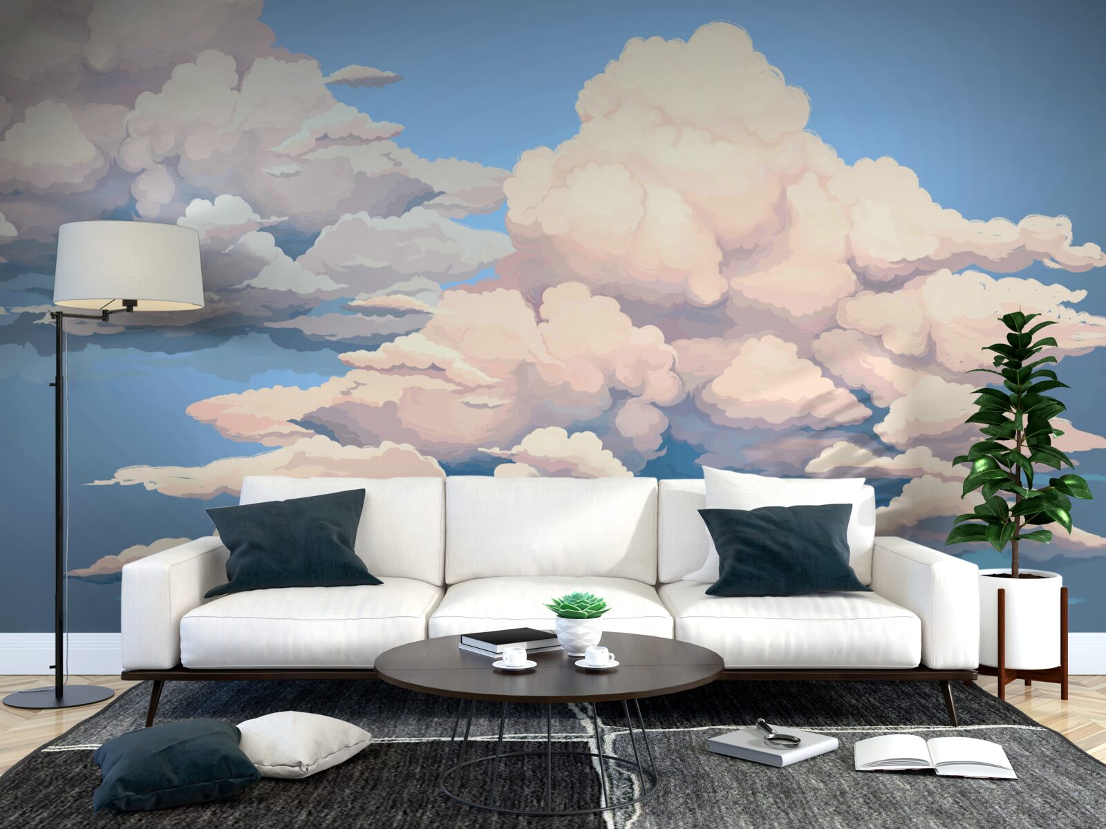 Fototapeta ťahané nadýchané biele oblaky