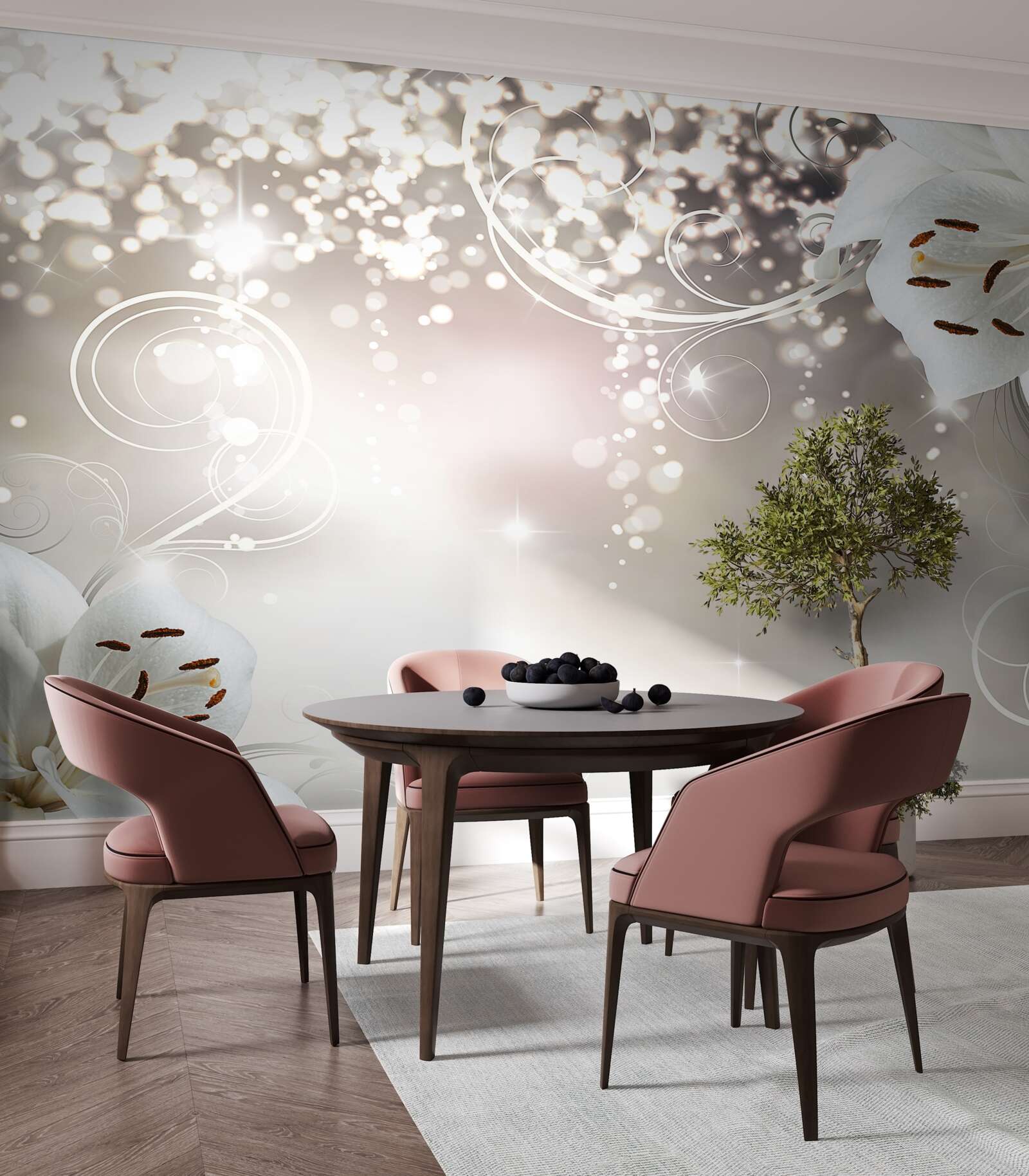 Fototapeta Žiariace pozadie a šarlátové ľalie