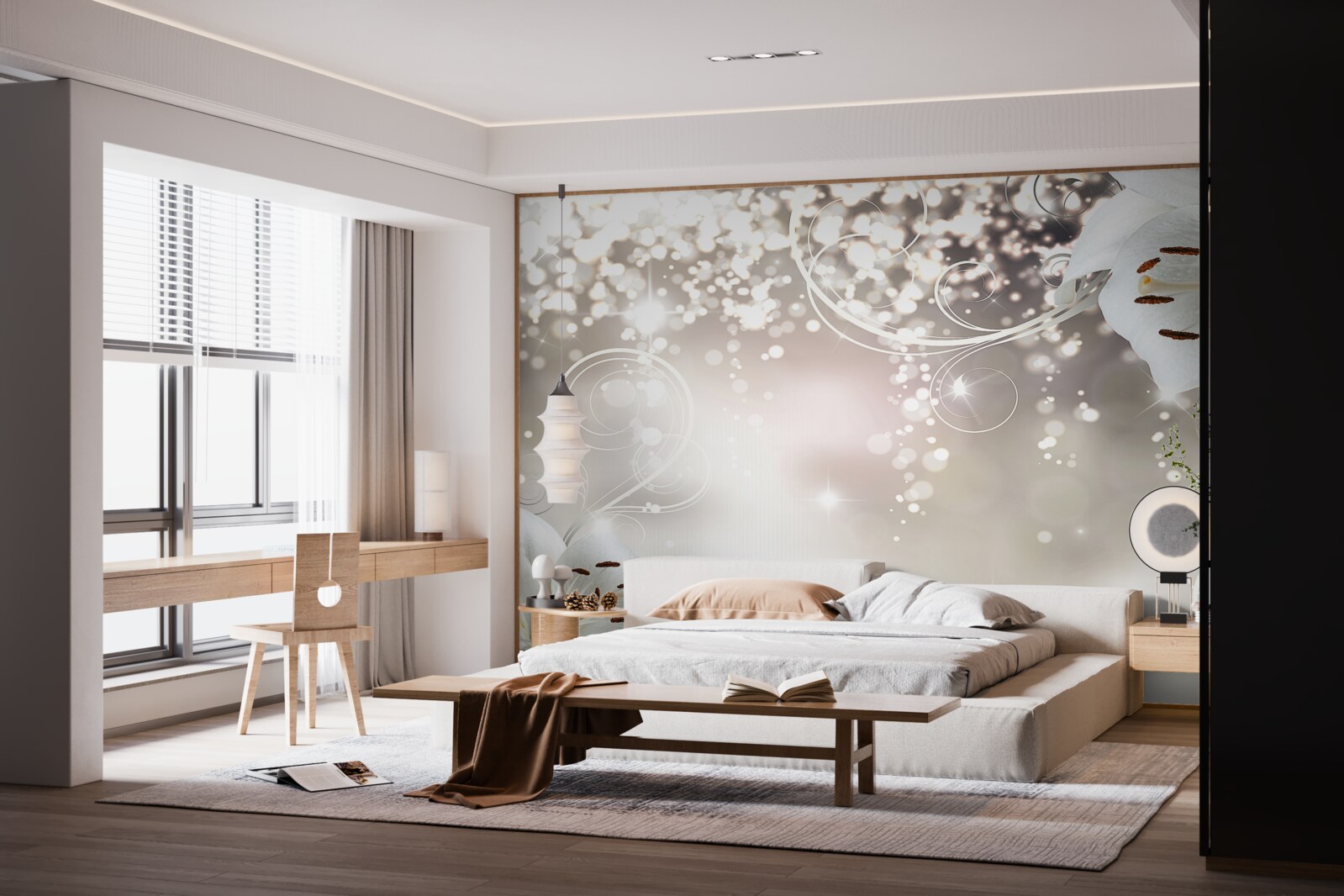 Fototapeta Žiariace pozadie a šarlátové ľalie