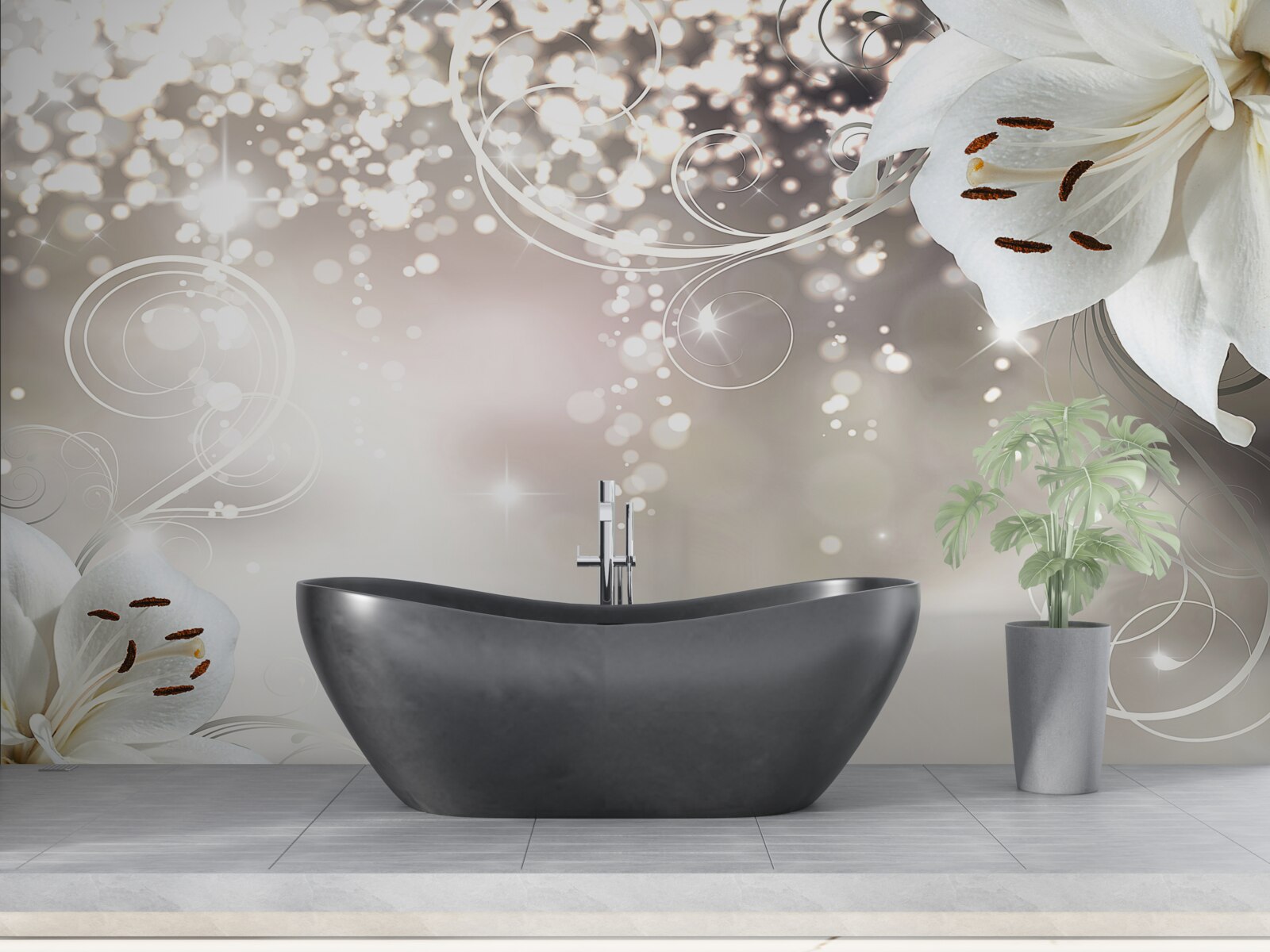 Fototapeta Žiariace pozadie a šarlátové ľalie