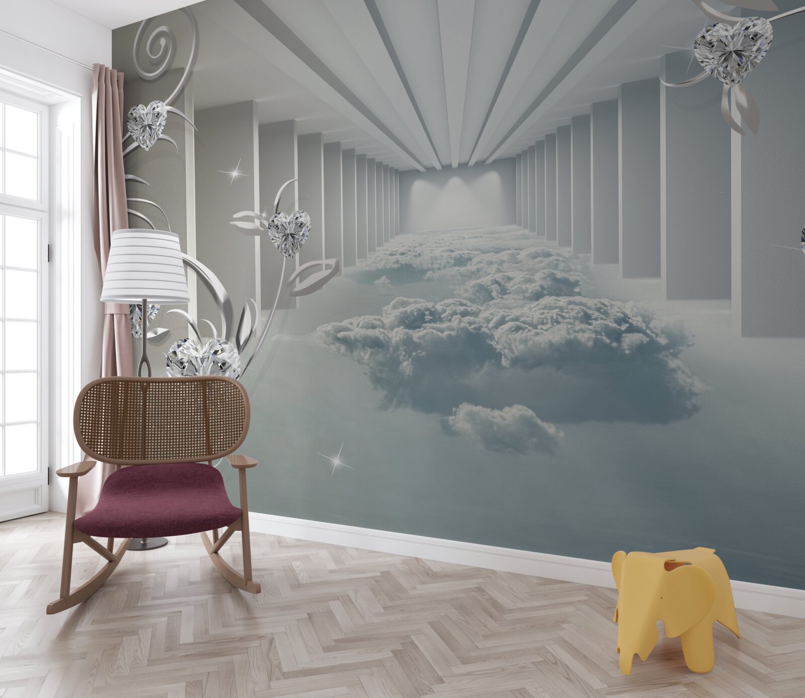 Fototapeta dlhá biela chodba