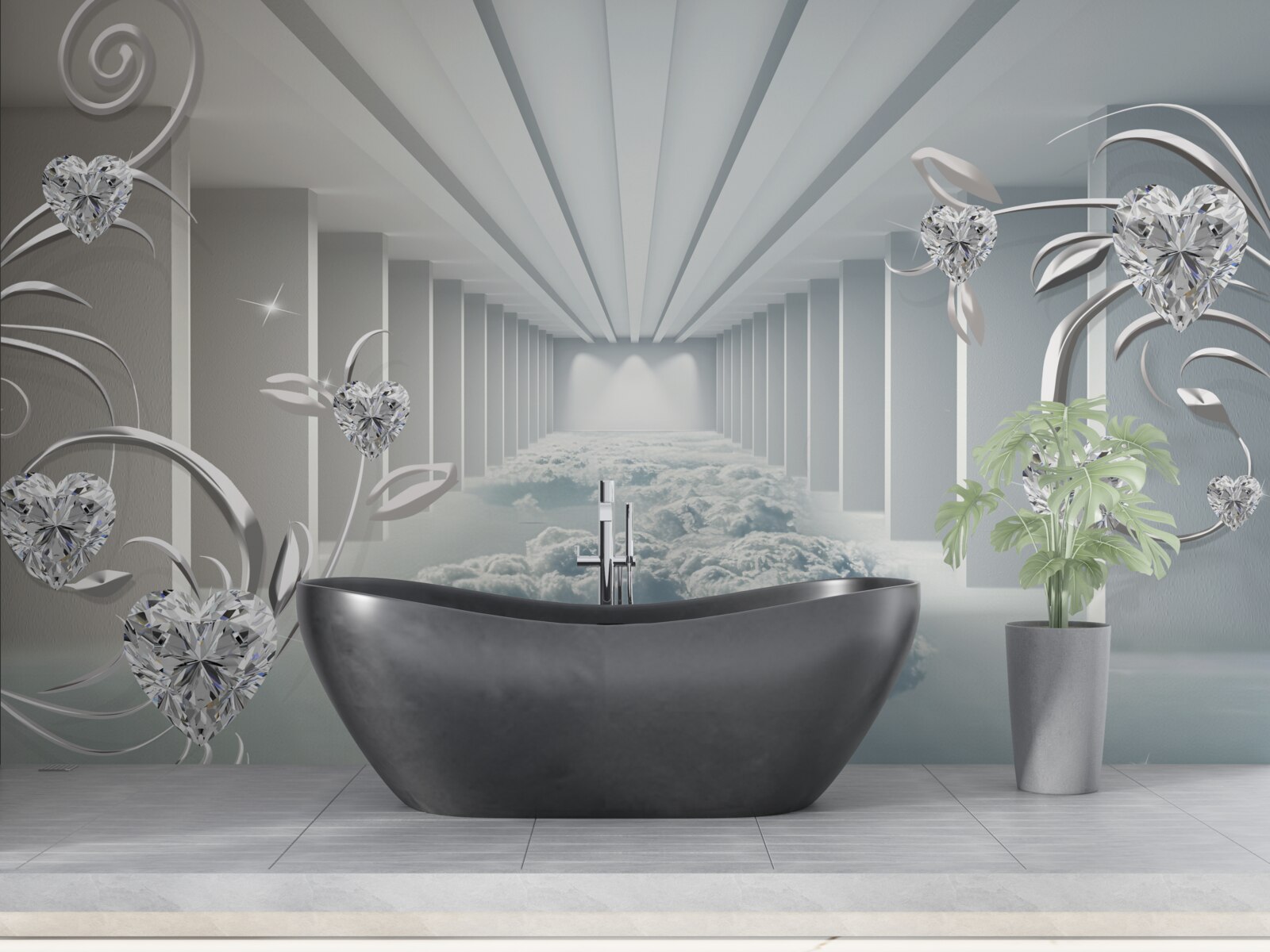 Fototapeta dlhá biela chodba