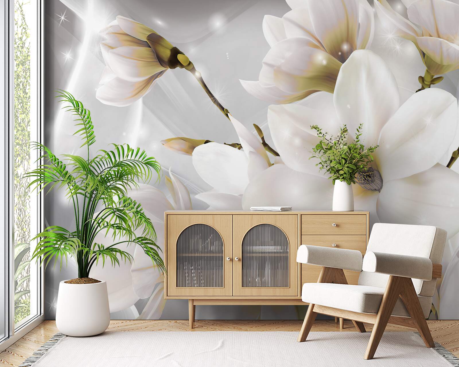 Fototapeta biele kvety úžasnej veľkosti