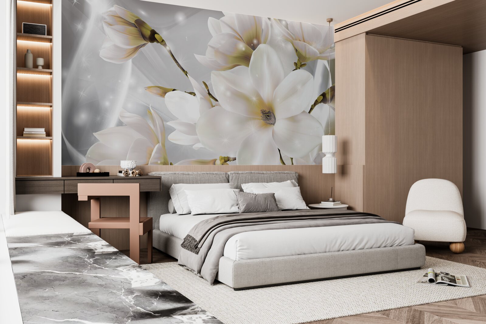 Fototapeta biele kvety úžasnej veľkosti