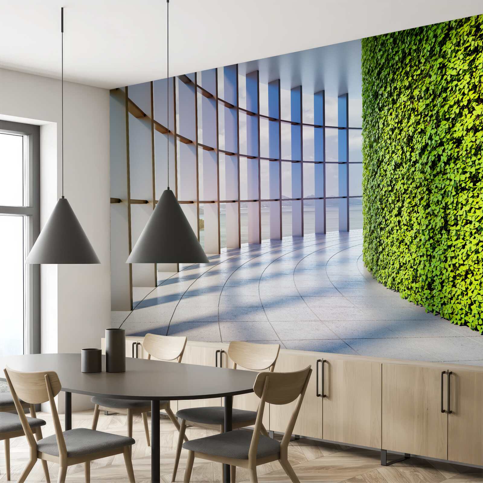 Fototapeta administratívna budova so zelenou stenou