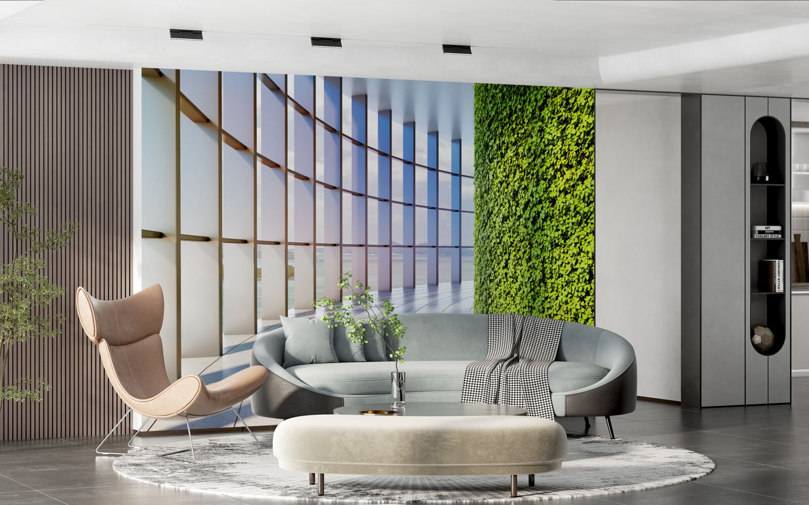 Fototapeta administratívna budova so zelenou stenou