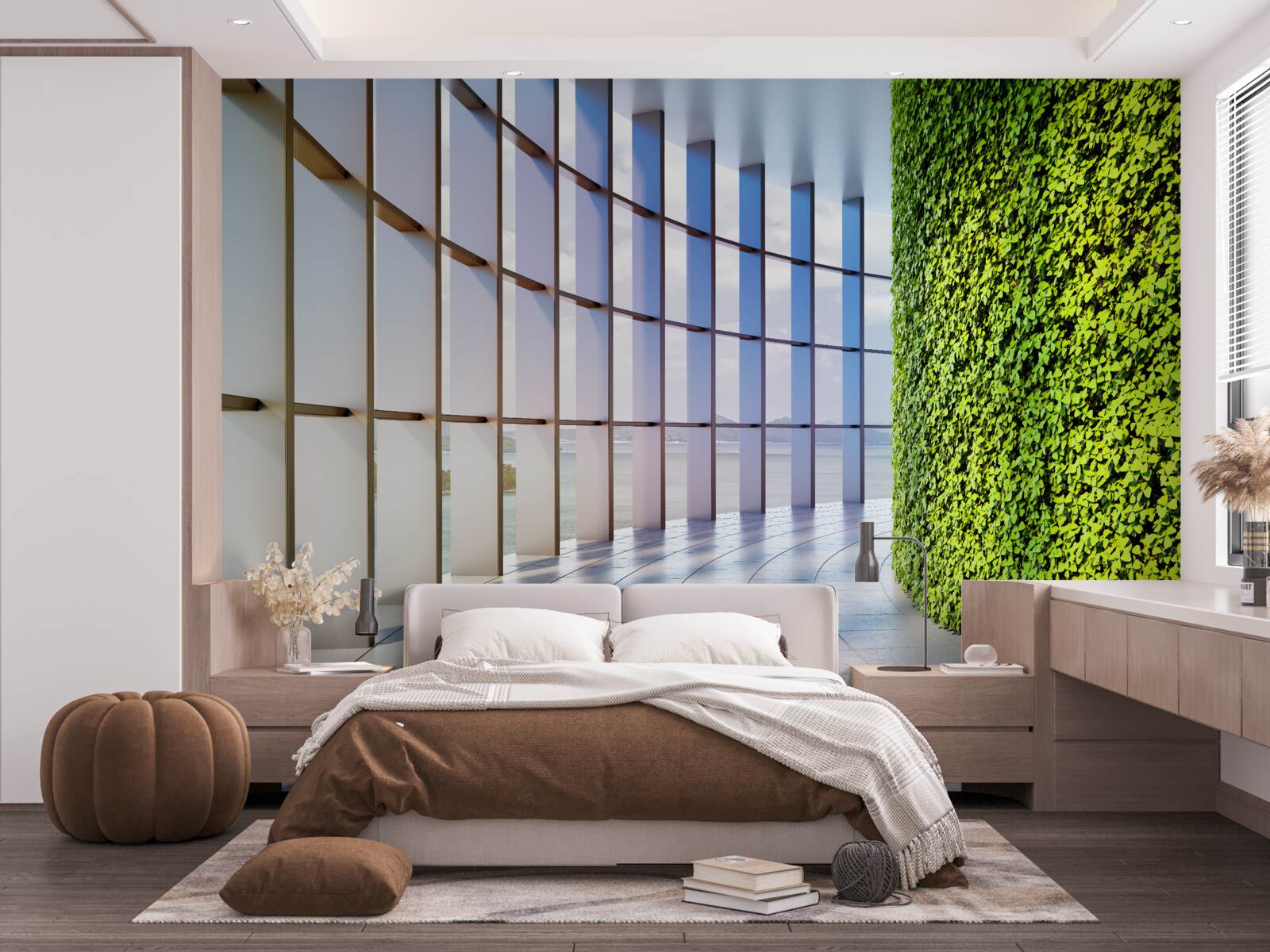 Fototapeta administratívna budova so zelenou stenou