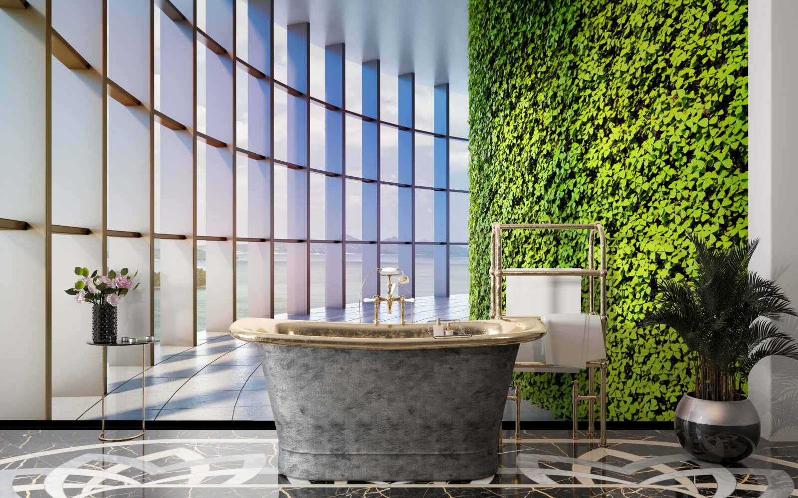 Fototapeta administratívna budova so zelenou stenou