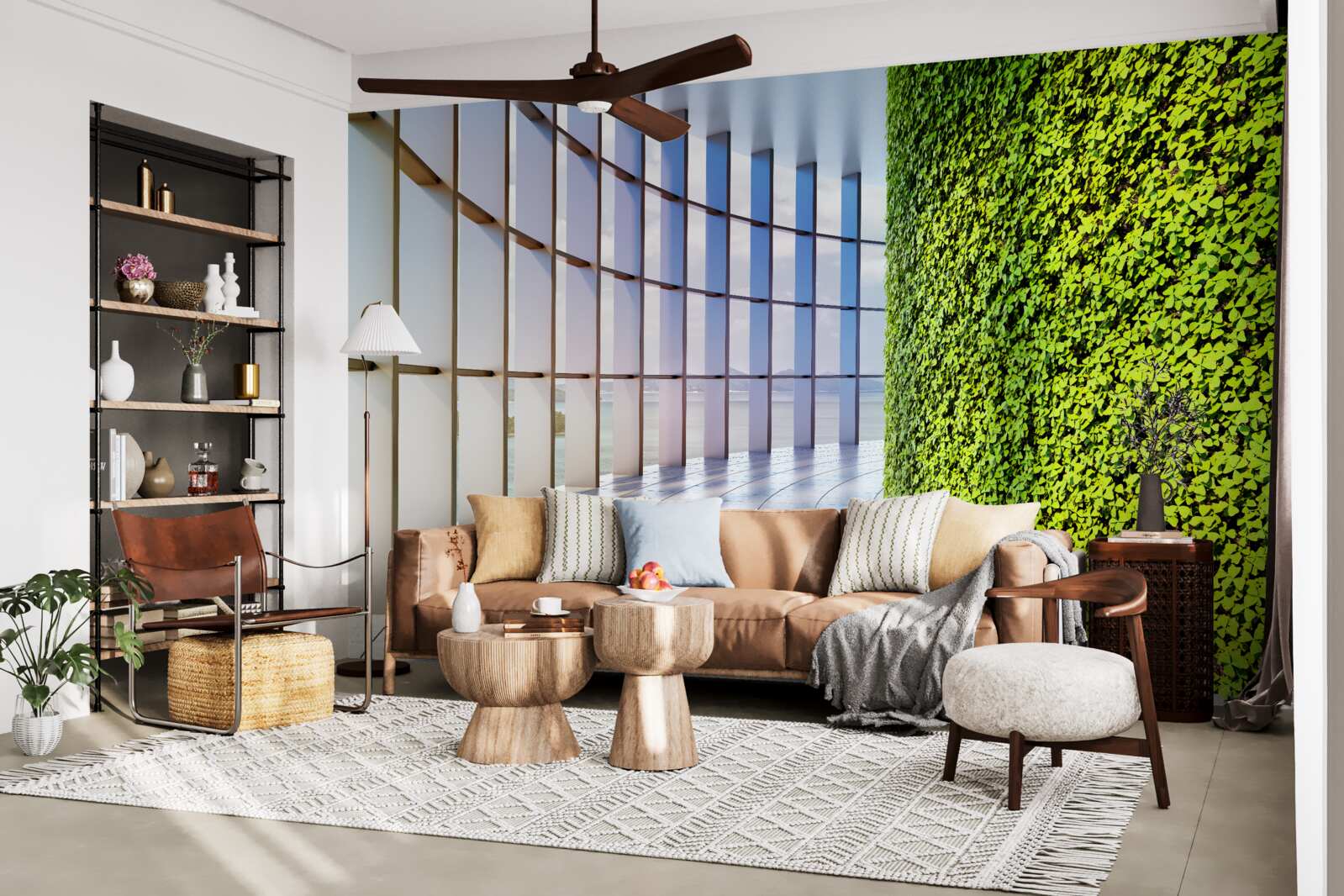 Fototapeta administratívna budova so zelenou stenou