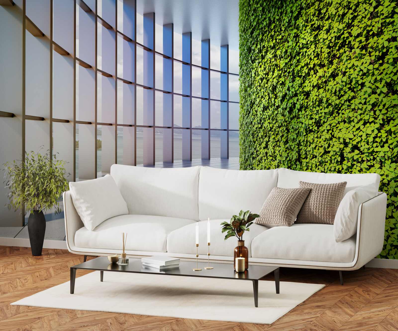 Fototapeta administratívna budova so zelenou stenou