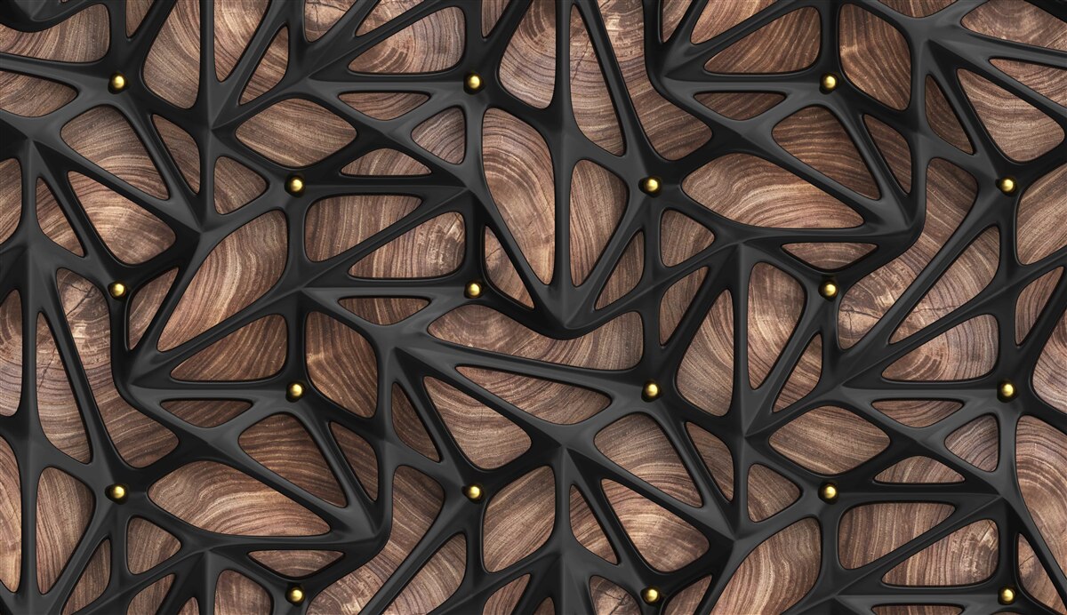 Fototapeta drevený podklad je zdobený čiernym vzorom