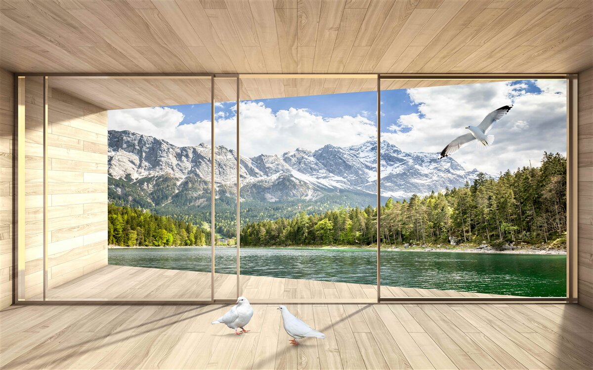 Fototapeta úchvatná krajina rieky a hôr