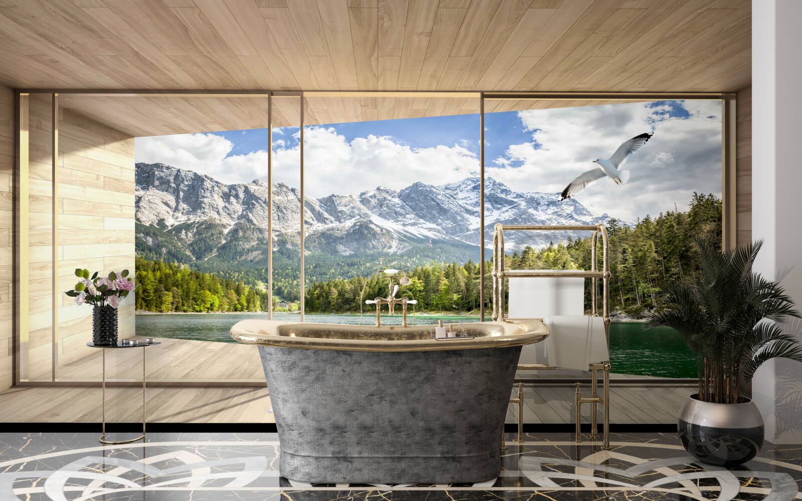 Fototapeta úchvatná krajina rieky a hôr