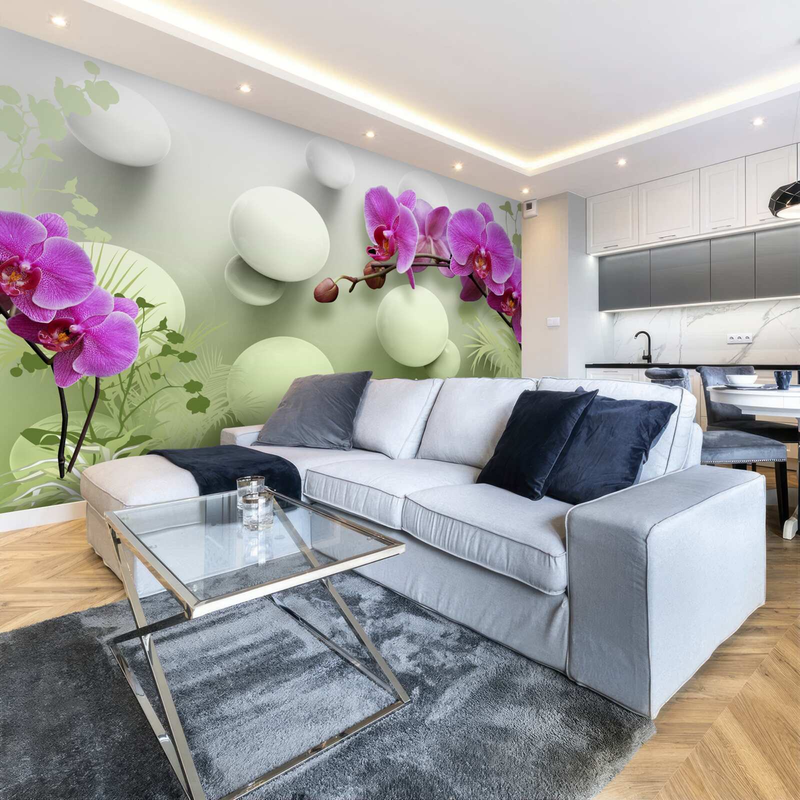 Fototapeta orchidey v odtieňoch bielej a fialovej