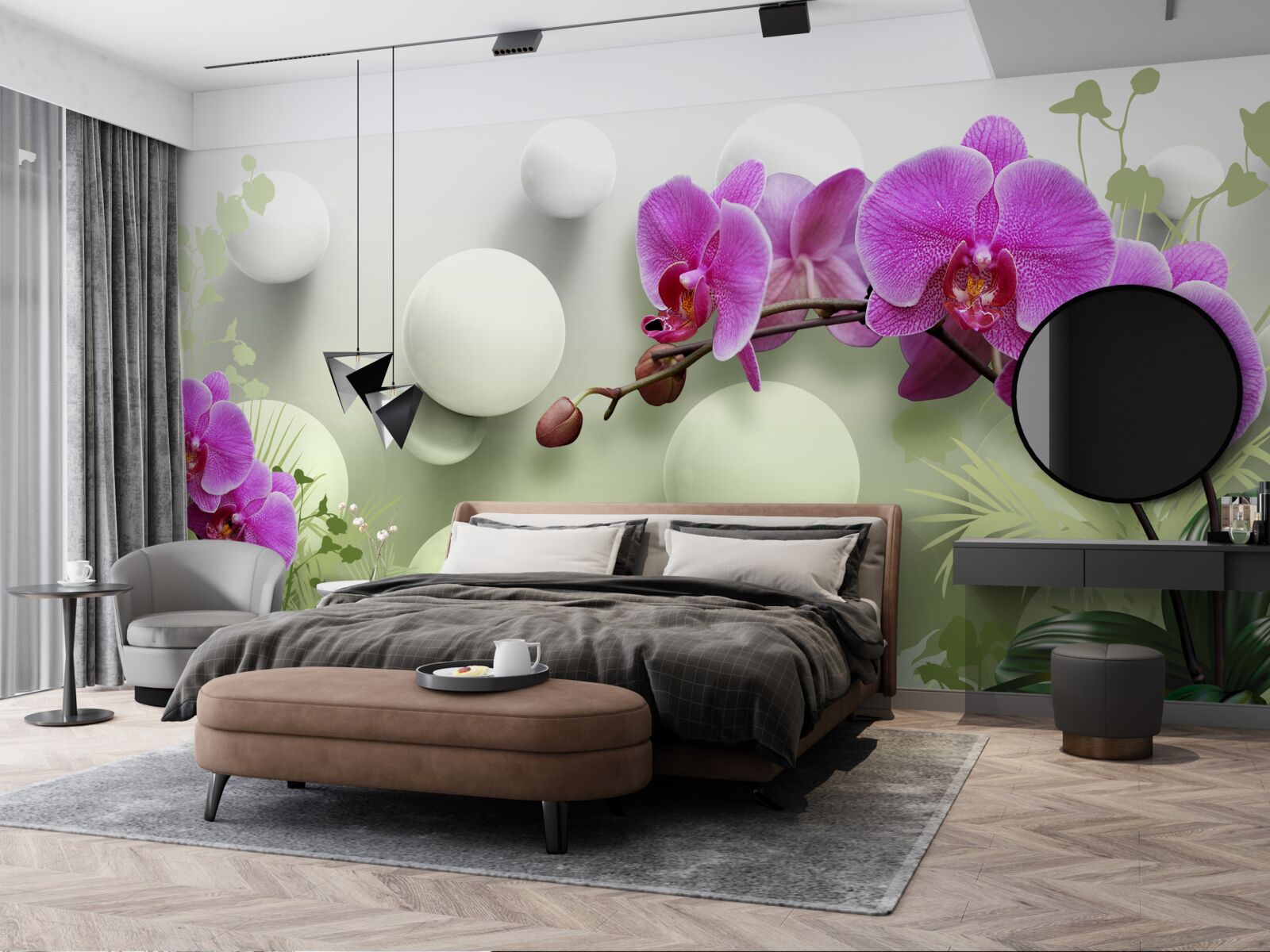 Fototapeta orchidey v odtieňoch bielej a fialovej