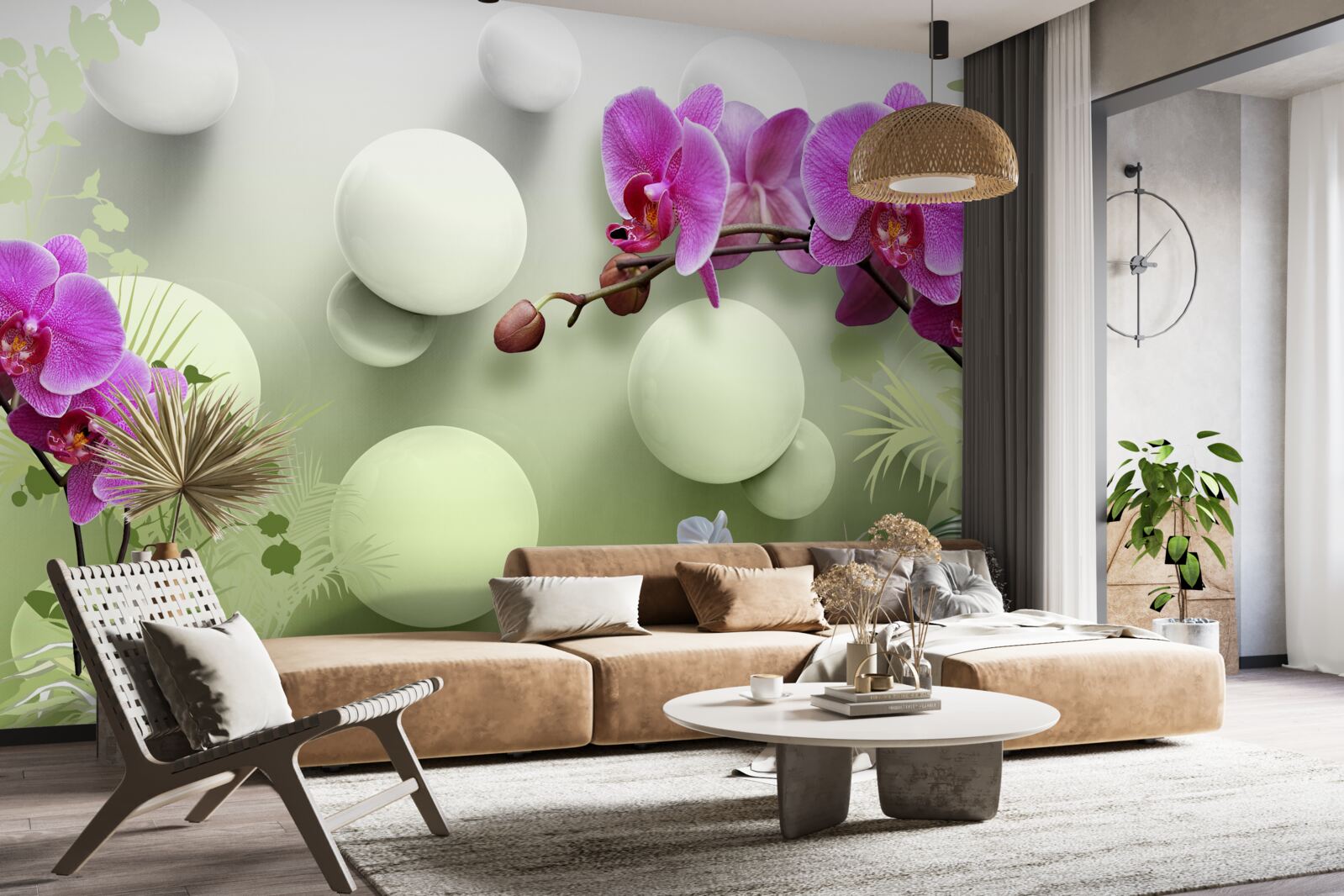 Fototapeta orchidey v odtieňoch bielej a fialovej