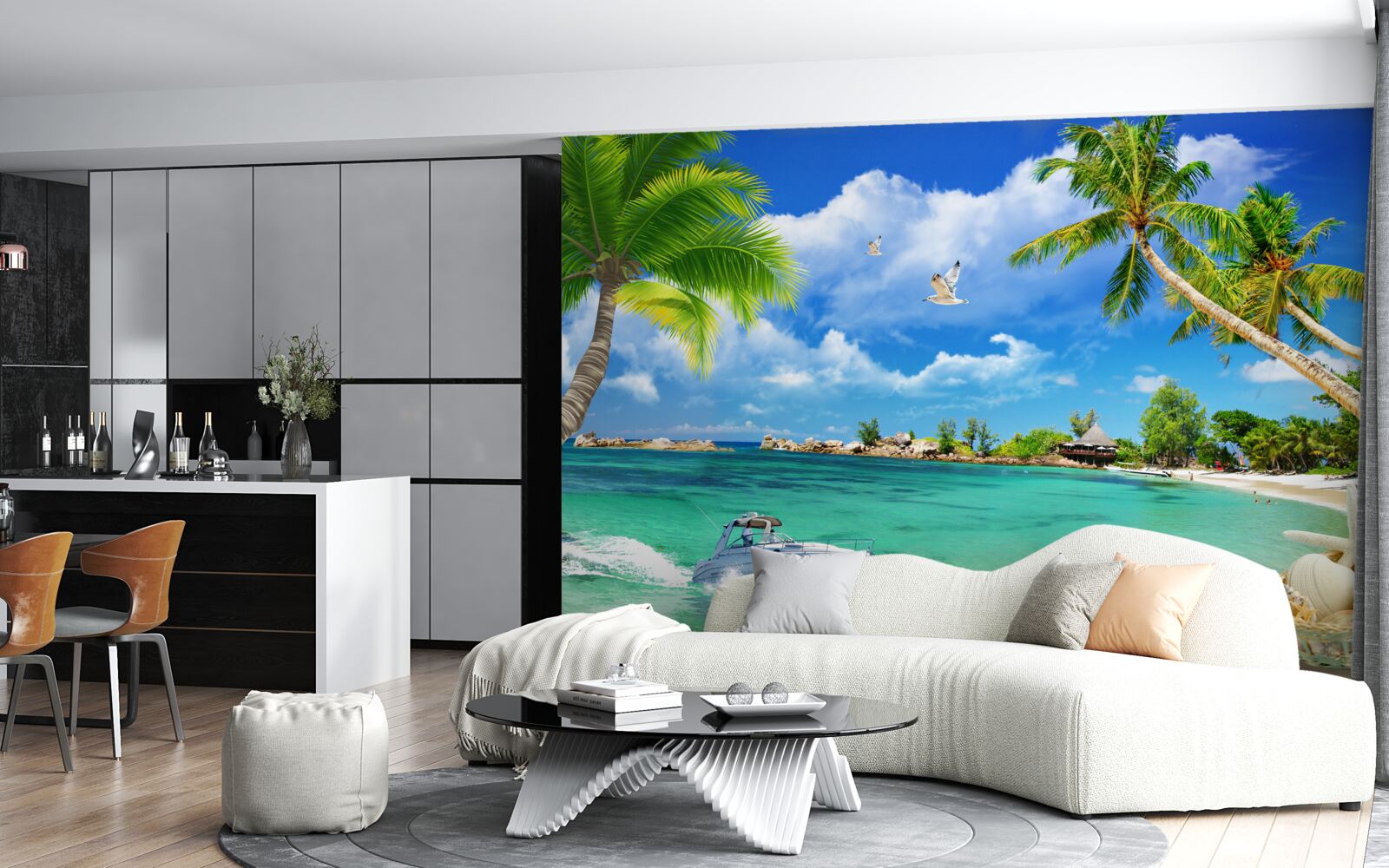 Fototapeta pláž na ostrove víta blížiacu sa jachtu