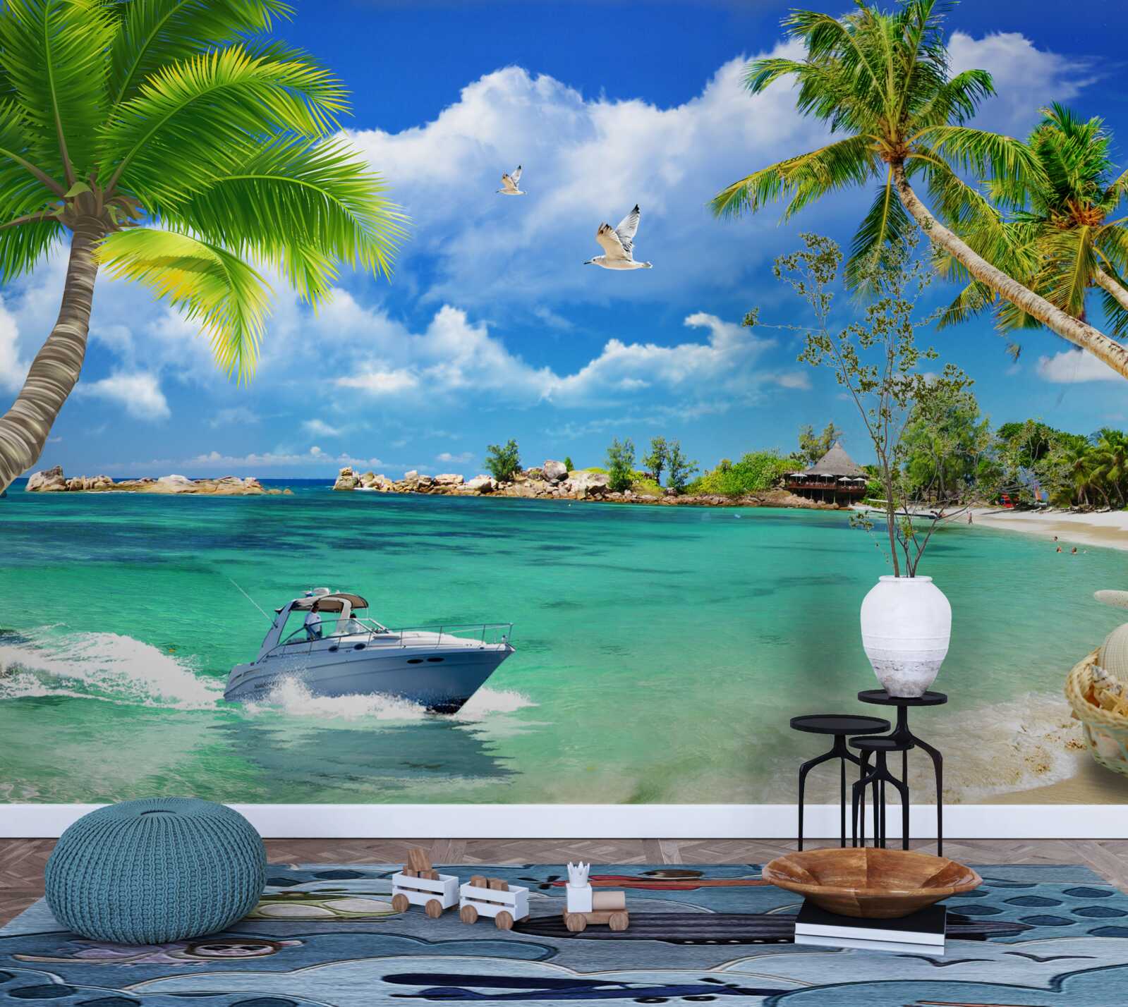 Fototapeta pláž na ostrove víta blížiacu sa jachtu