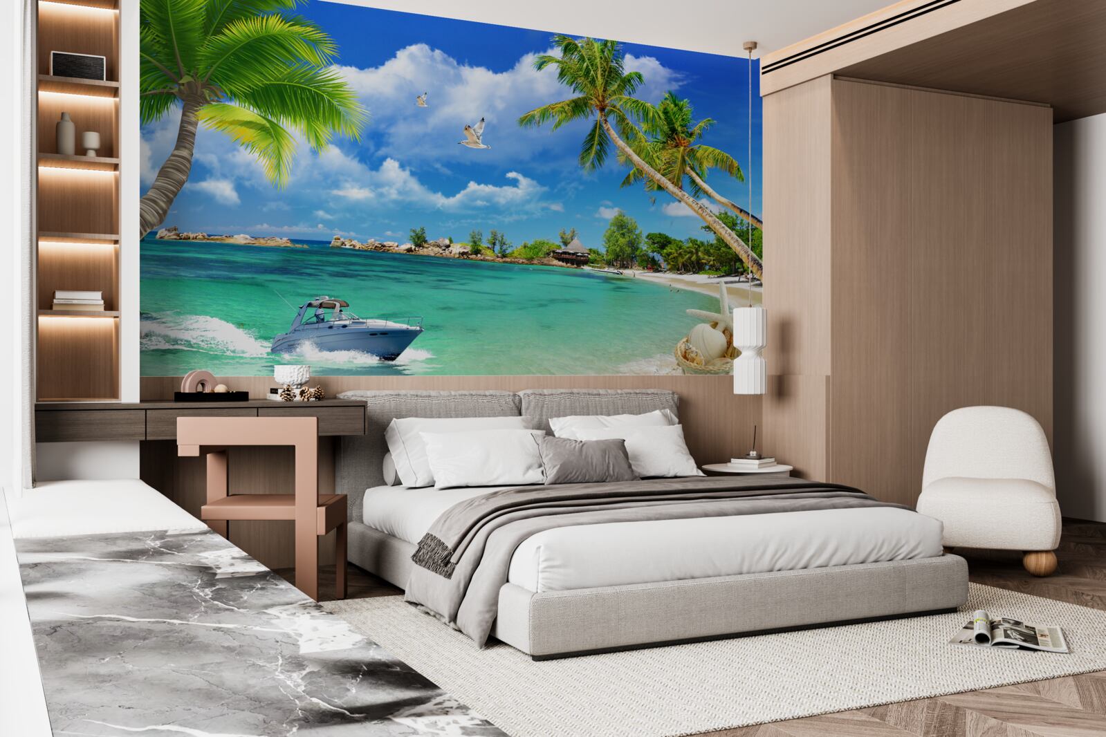 Fototapeta pláž na ostrove víta blížiacu sa jachtu