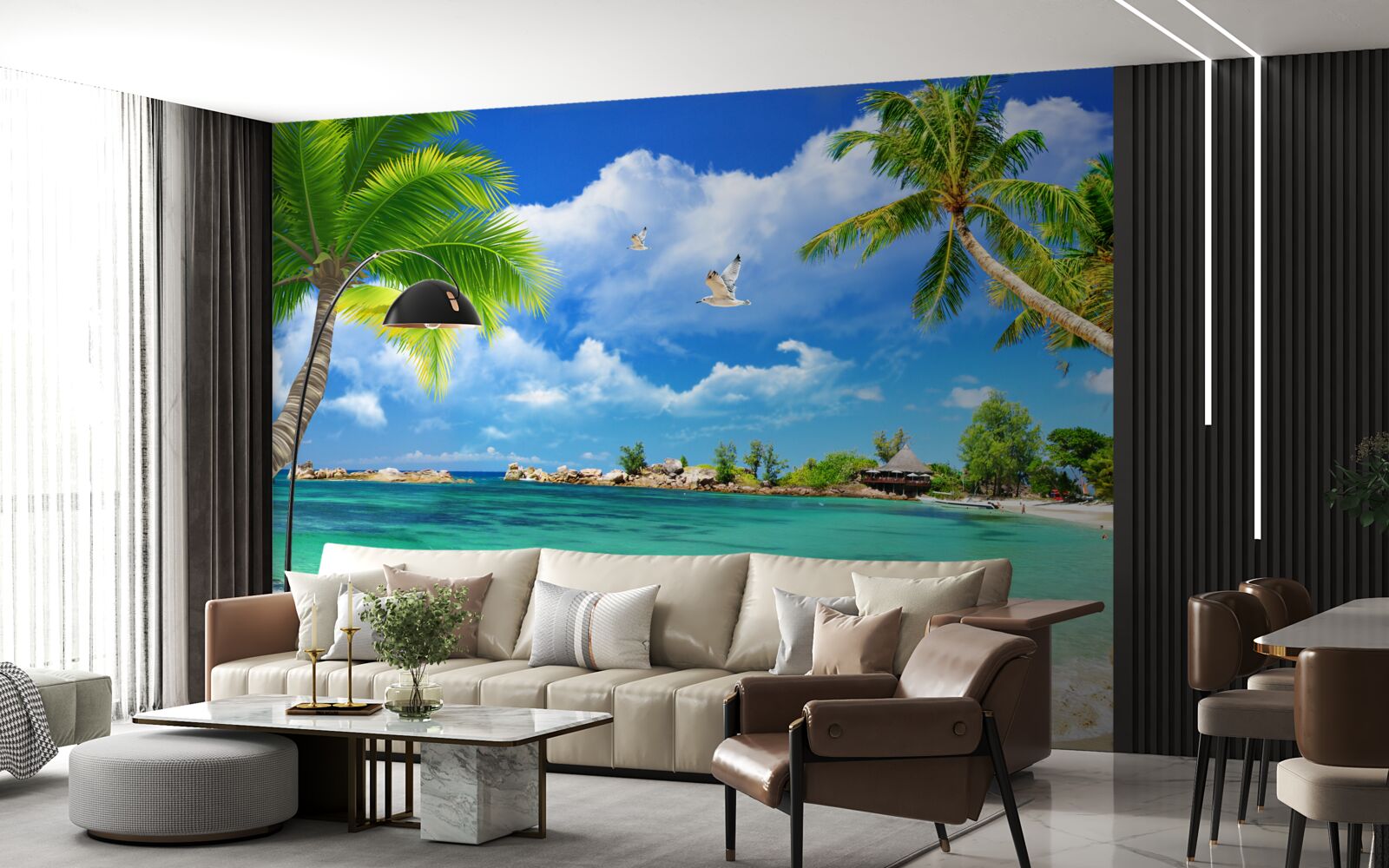 Fototapeta pláž na ostrove víta blížiacu sa jachtu