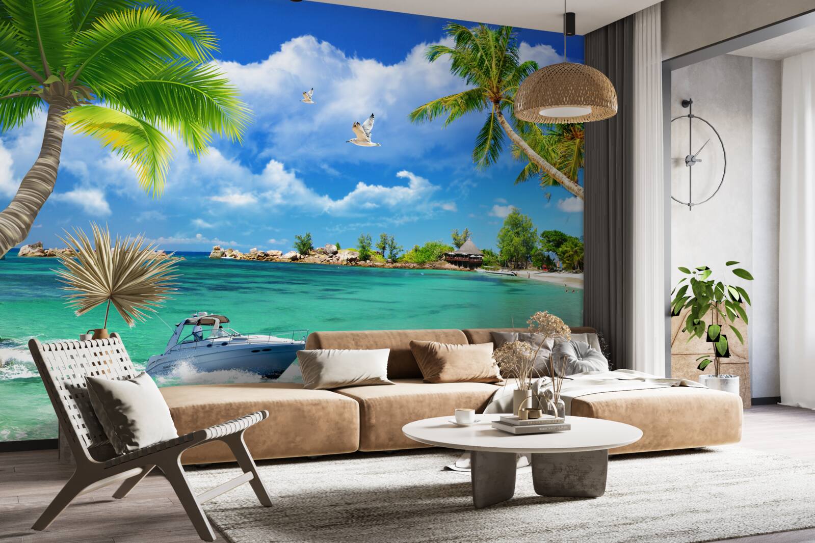 Fototapeta pláž na ostrove víta blížiacu sa jachtu