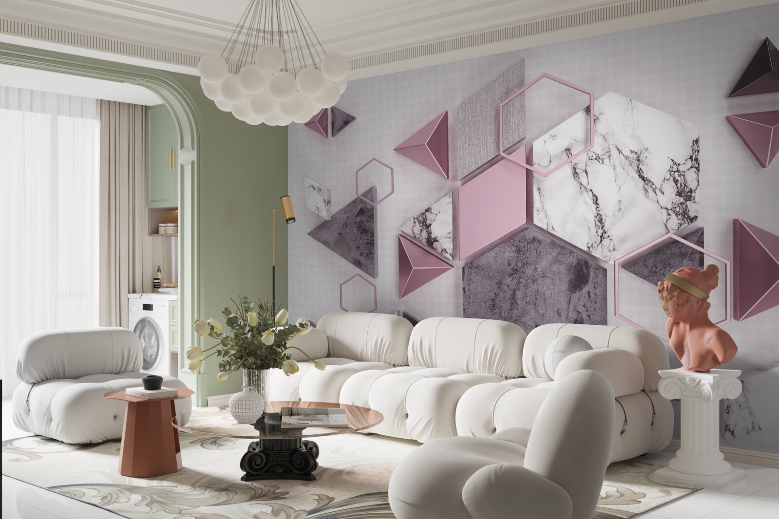 Fototapeta mramorové geometrické maľby