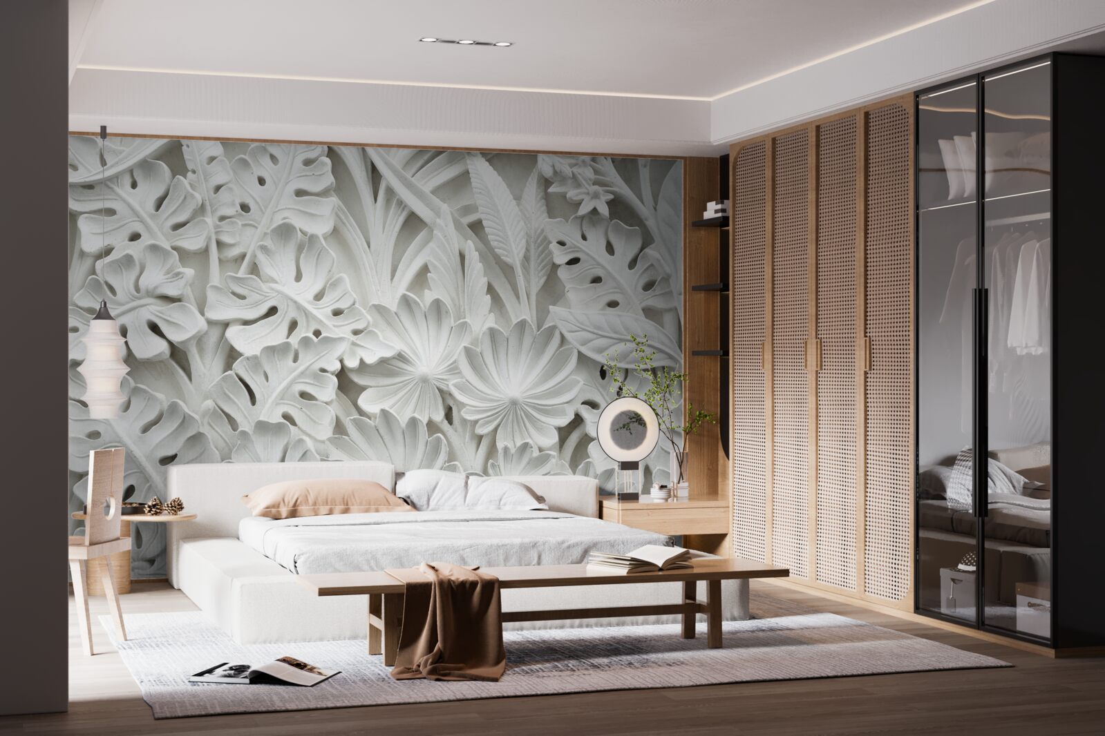 Fototapeta rôzne biele tropické listy