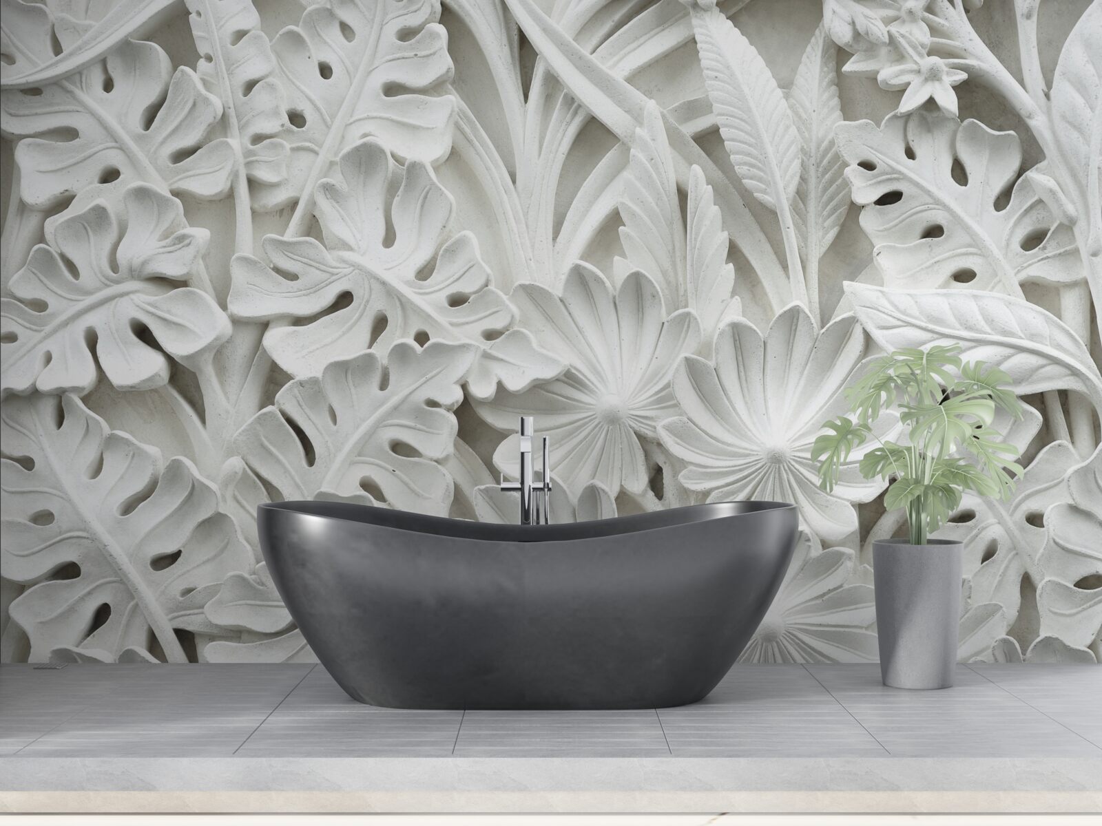 Fototapeta rôzne biele tropické listy