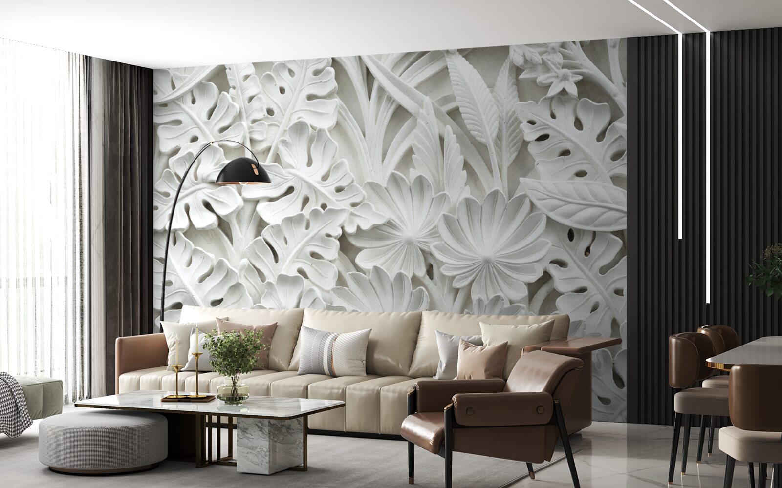 Fototapeta rôzne biele tropické listy