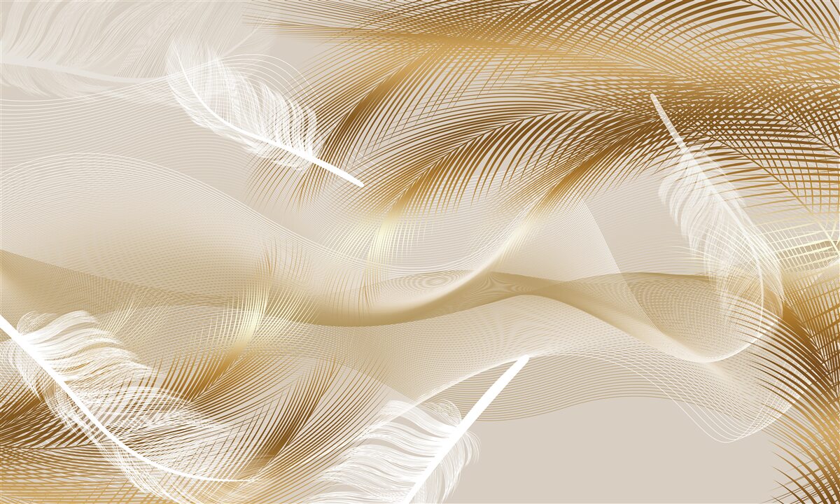 Fototapeta zlaté konáre a biele páperie