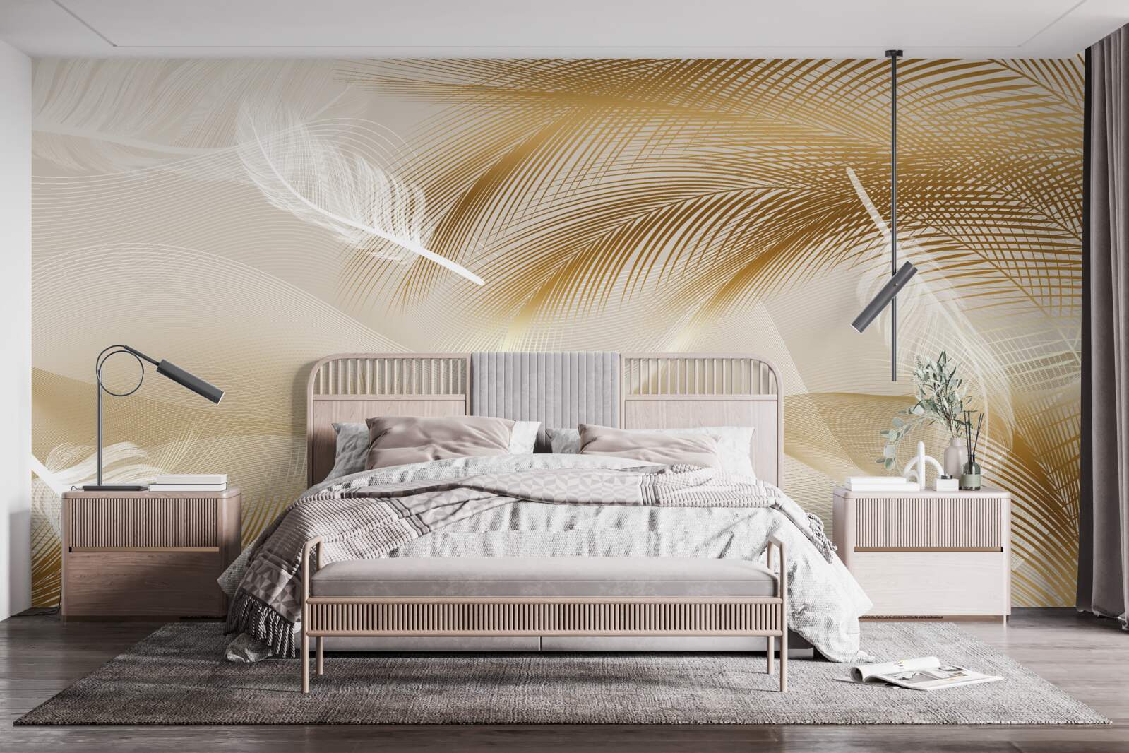 Fototapeta zlaté konáre a biele páperie