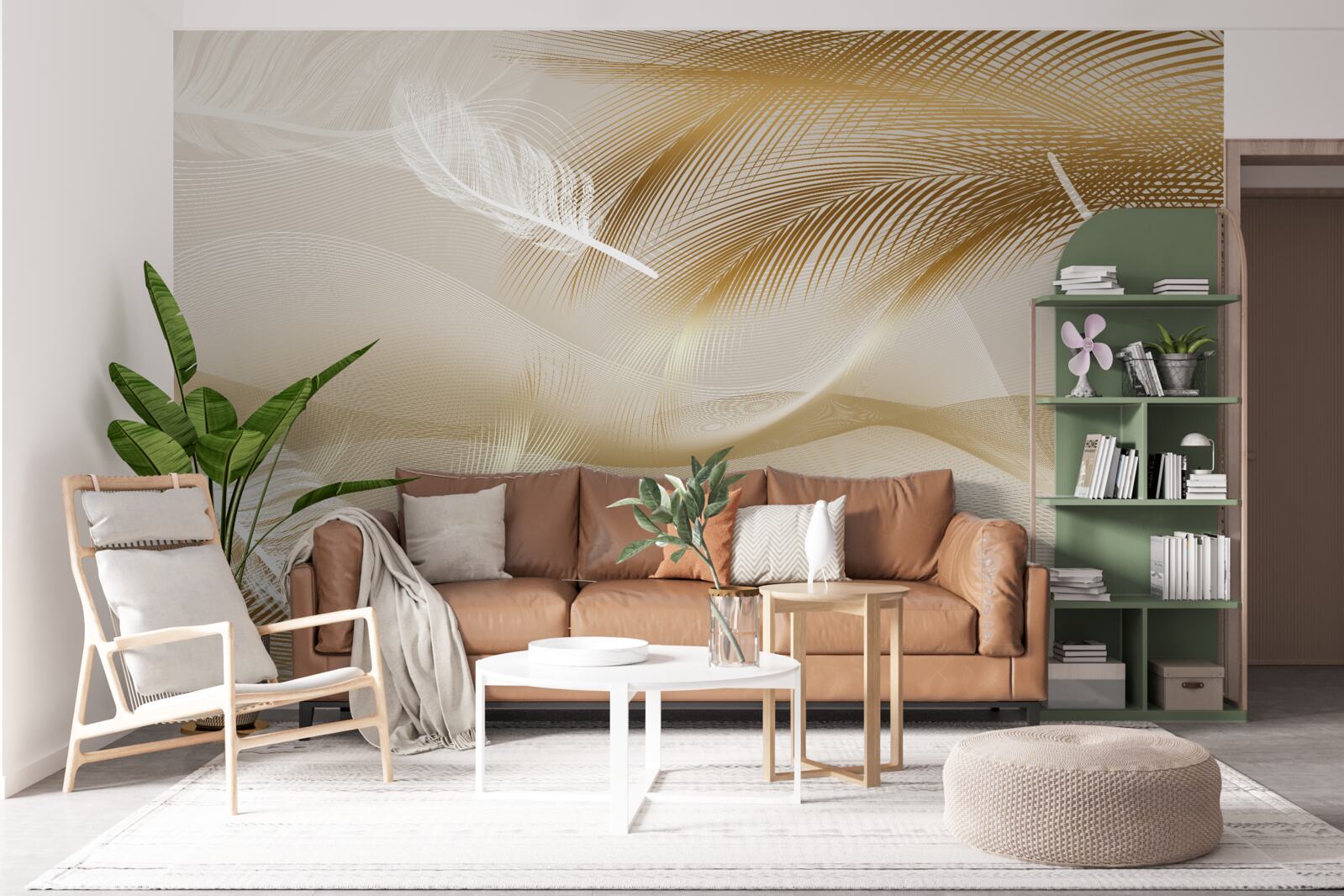 Fototapeta zlaté konáre a biele páperie