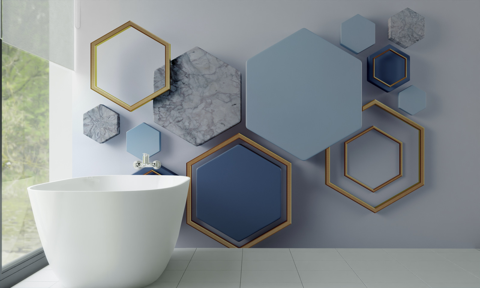 Fototapeta geometrický abstraktný dizajn so šesťuholníkmi