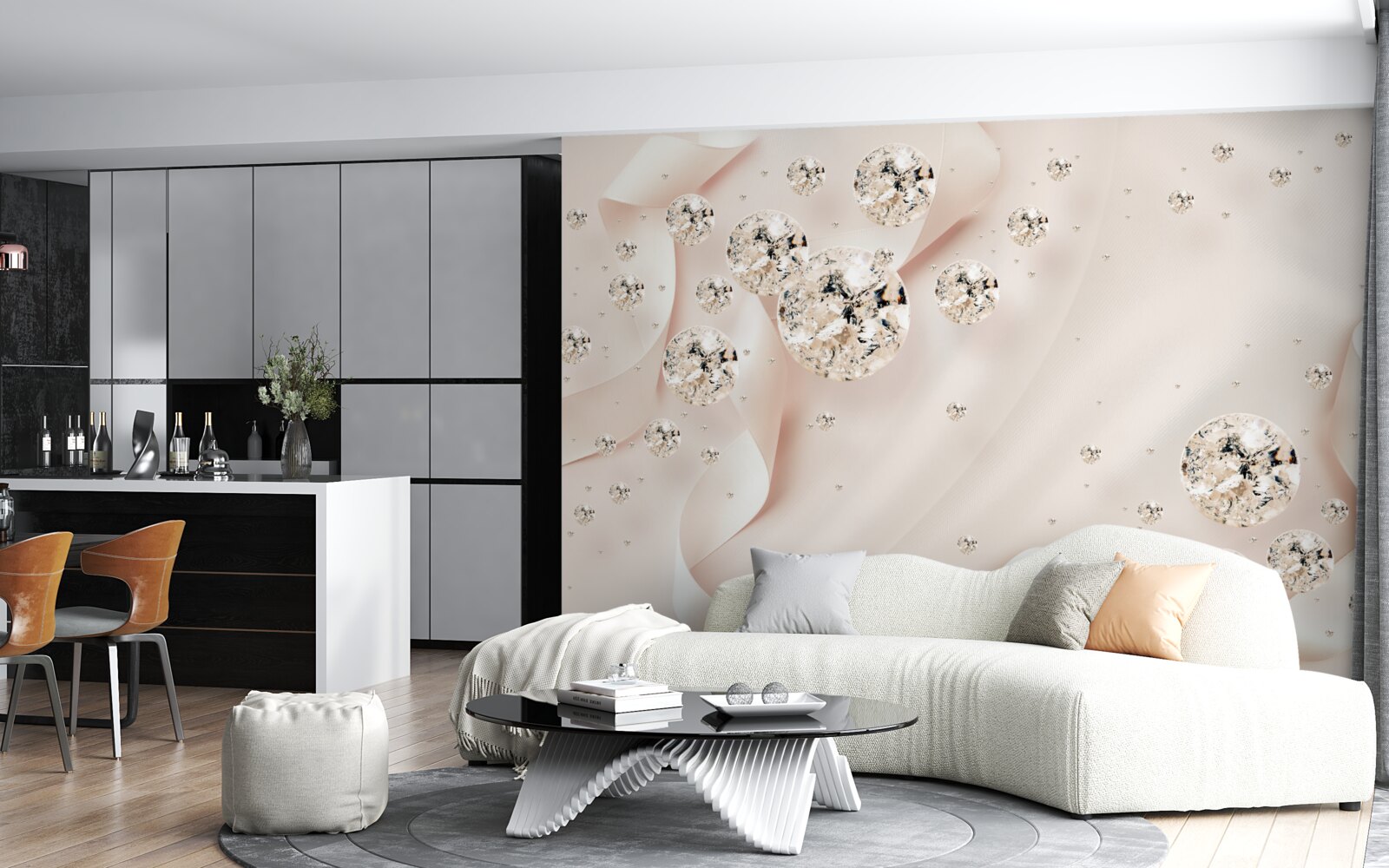 Fototapeta biele diamanty potešia na jemnom ružovom pozadí