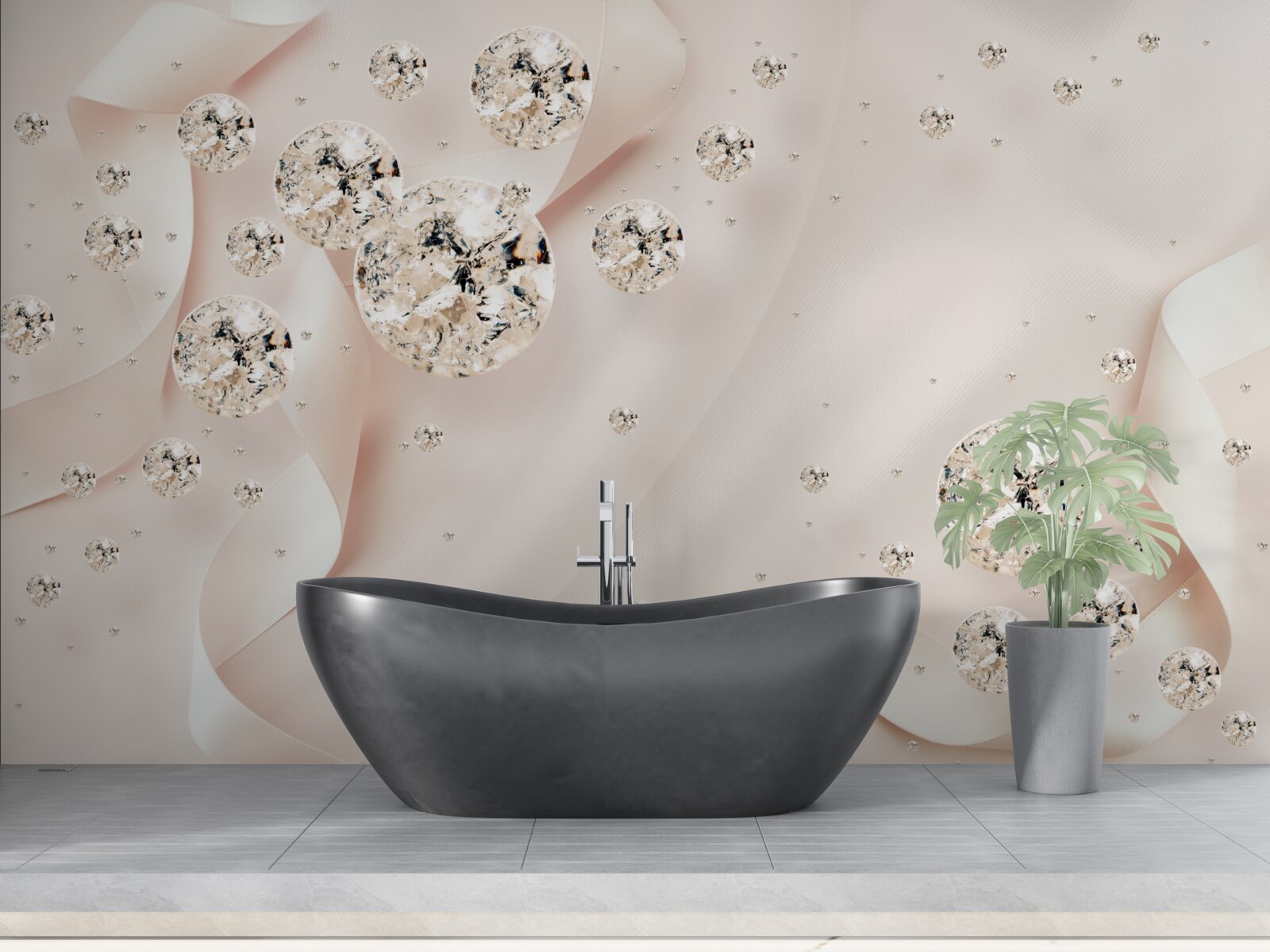 Fototapeta biele diamanty potešia na jemnom ružovom pozadí