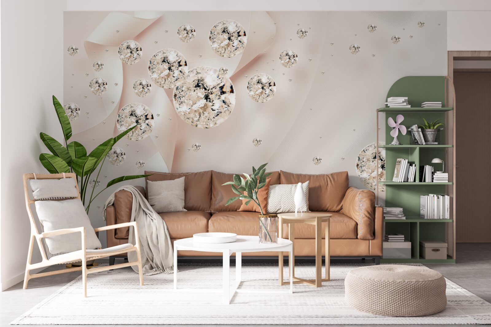 Fototapeta biele diamanty potešia na jemnom ružovom pozadí