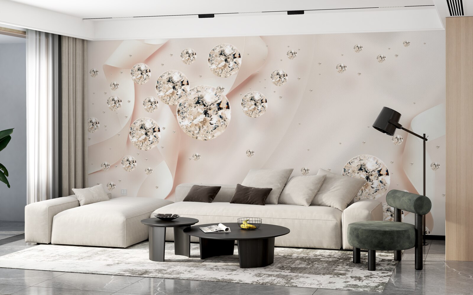 Fototapeta biele diamanty potešia na jemnom ružovom pozadí