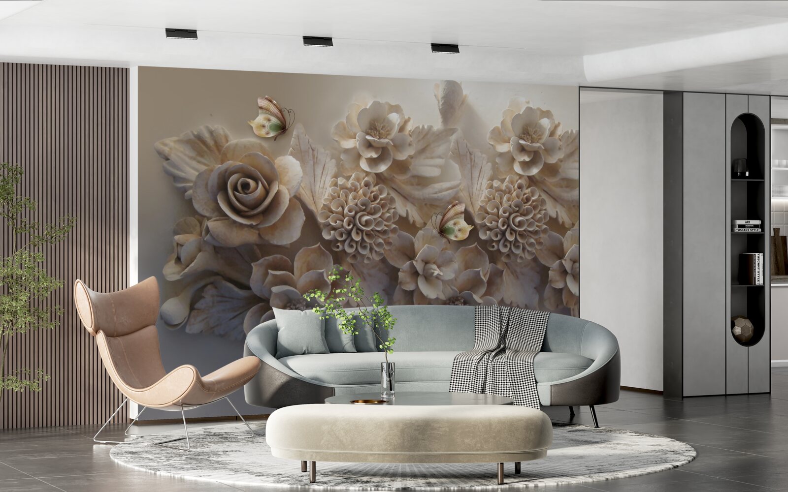 Fototapeta súbor veľkých kvetov v krémových tónoch