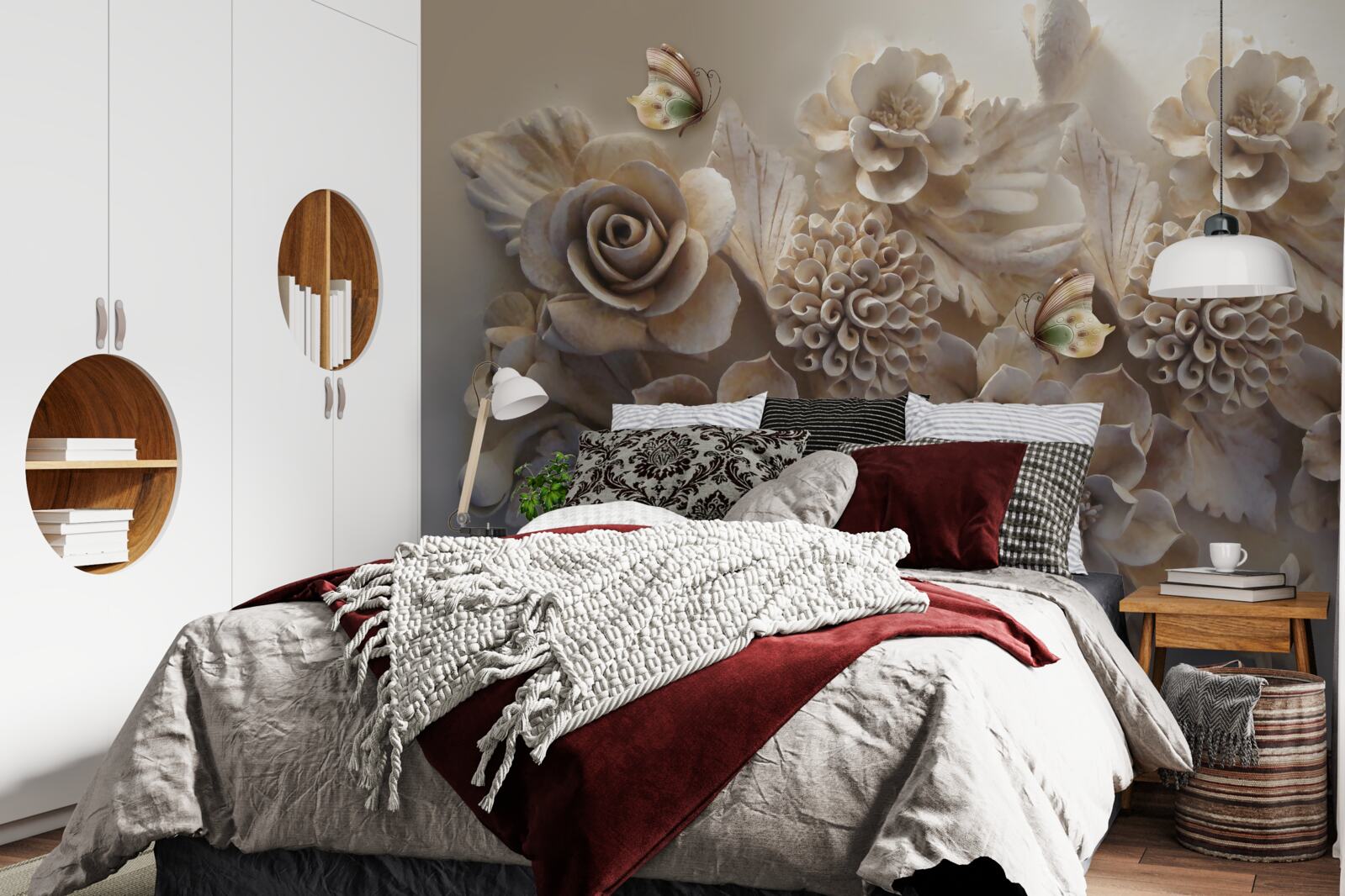 Fototapeta súbor veľkých kvetov v krémových tónoch