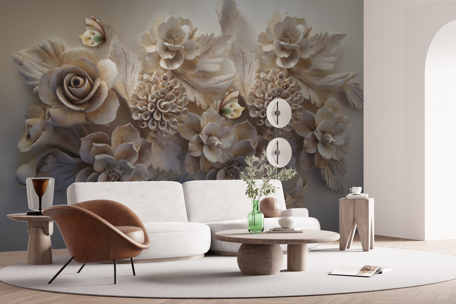 Fototapeta súbor veľkých kvetov v krémových tónoch