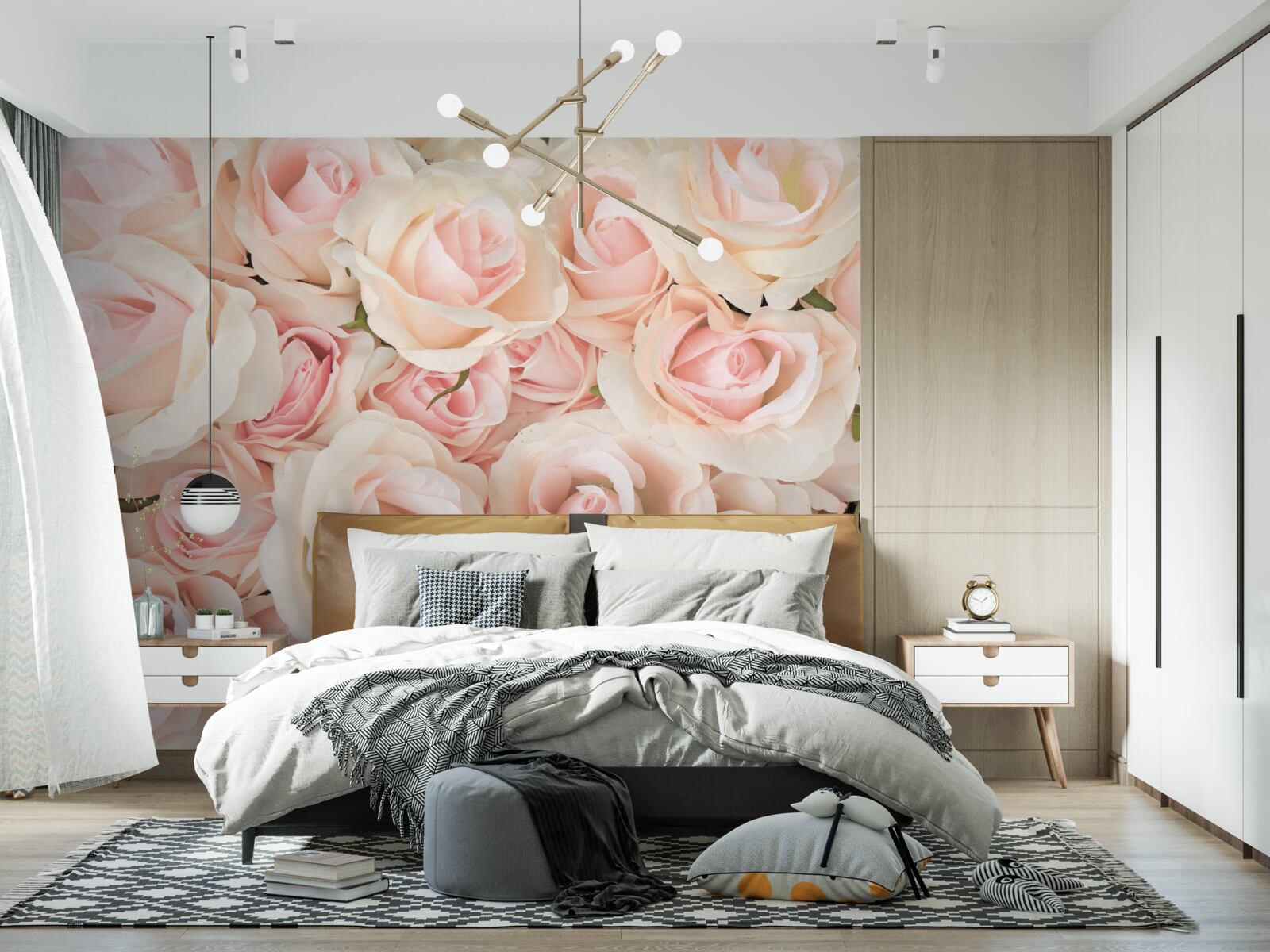 Fototapeta veľa jemných ružových ruží